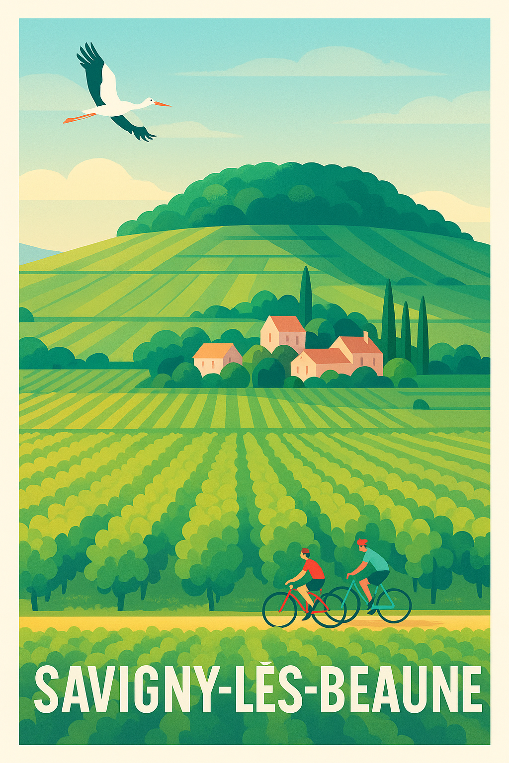 Affiche Savigny-lès-Beaune — Escapade tranquille au cœur des vignobles · poster d'art de Savigny-lès-Beaune