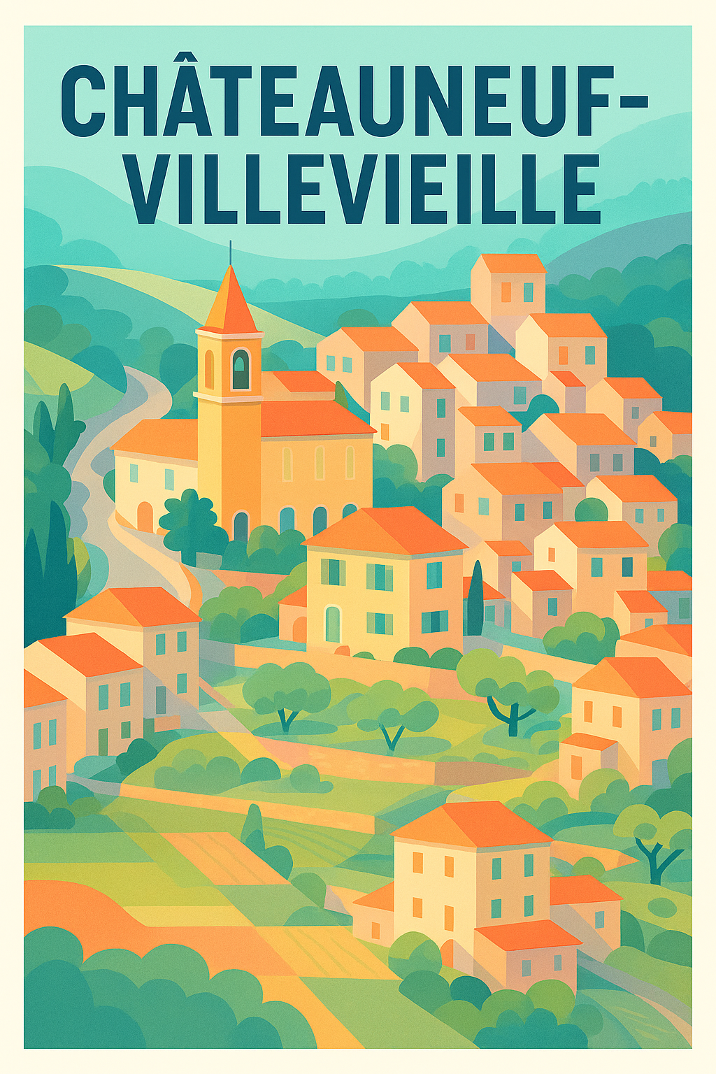 Affiche de Châteauneuf-Villevieille - Charme provençal intemporel