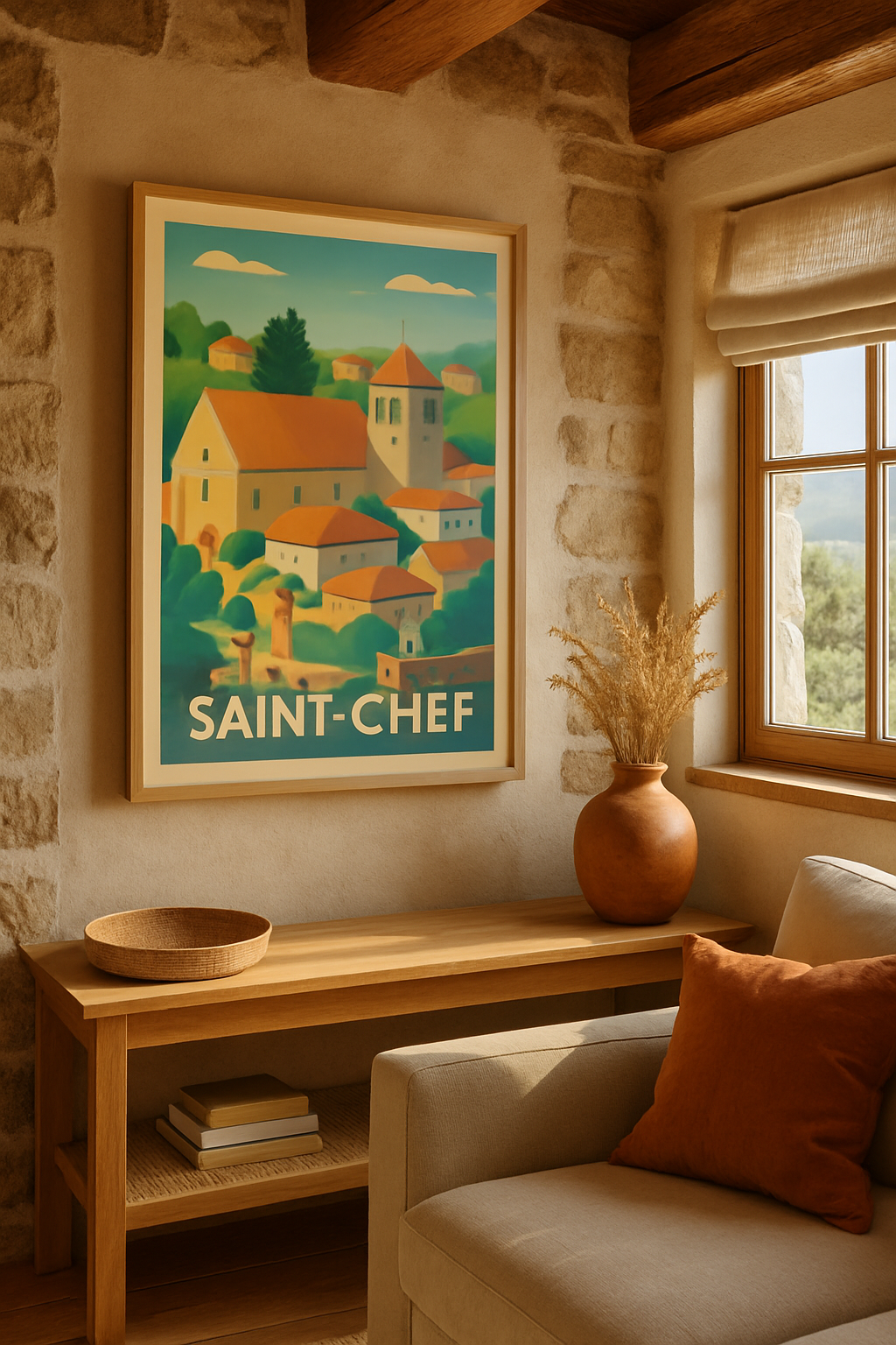 Mise en situation Affiche de Saint-Chef - Charme et Sérénité en Paysage Bucolique
