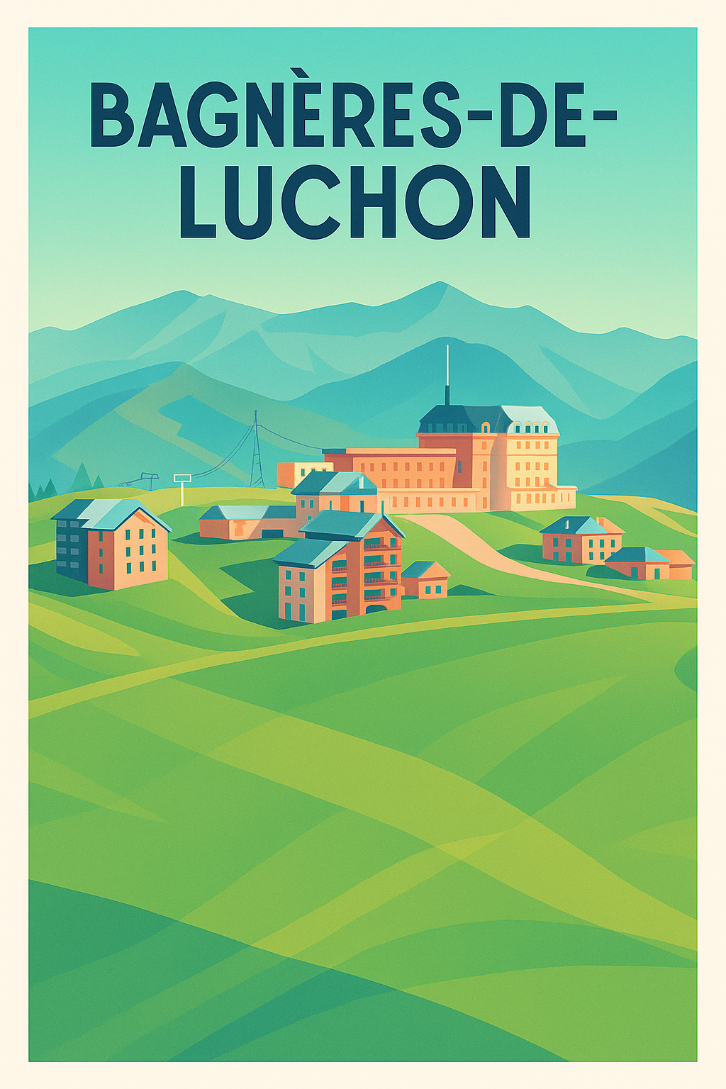Affiche Bagnères-de-Luchon — Échappée Verte et Montagnarde · poster d'art de Bagnères-de-Luchon