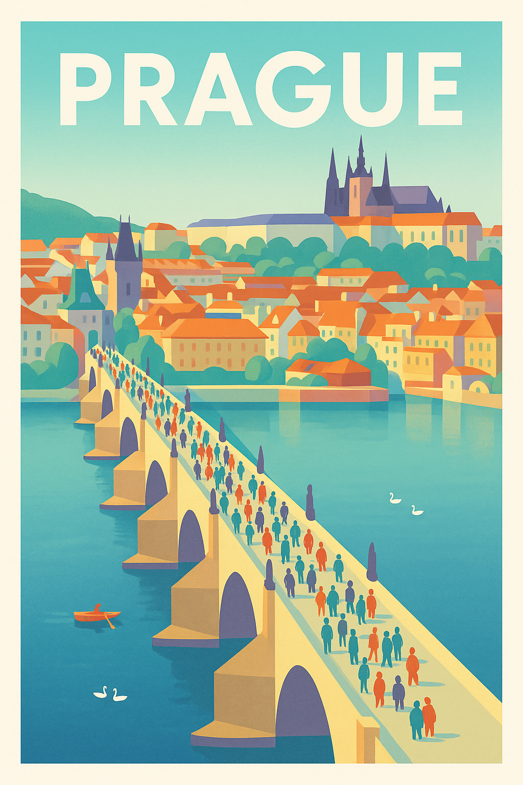 Affiche de Prague - Charme historique et ponts emblématiques