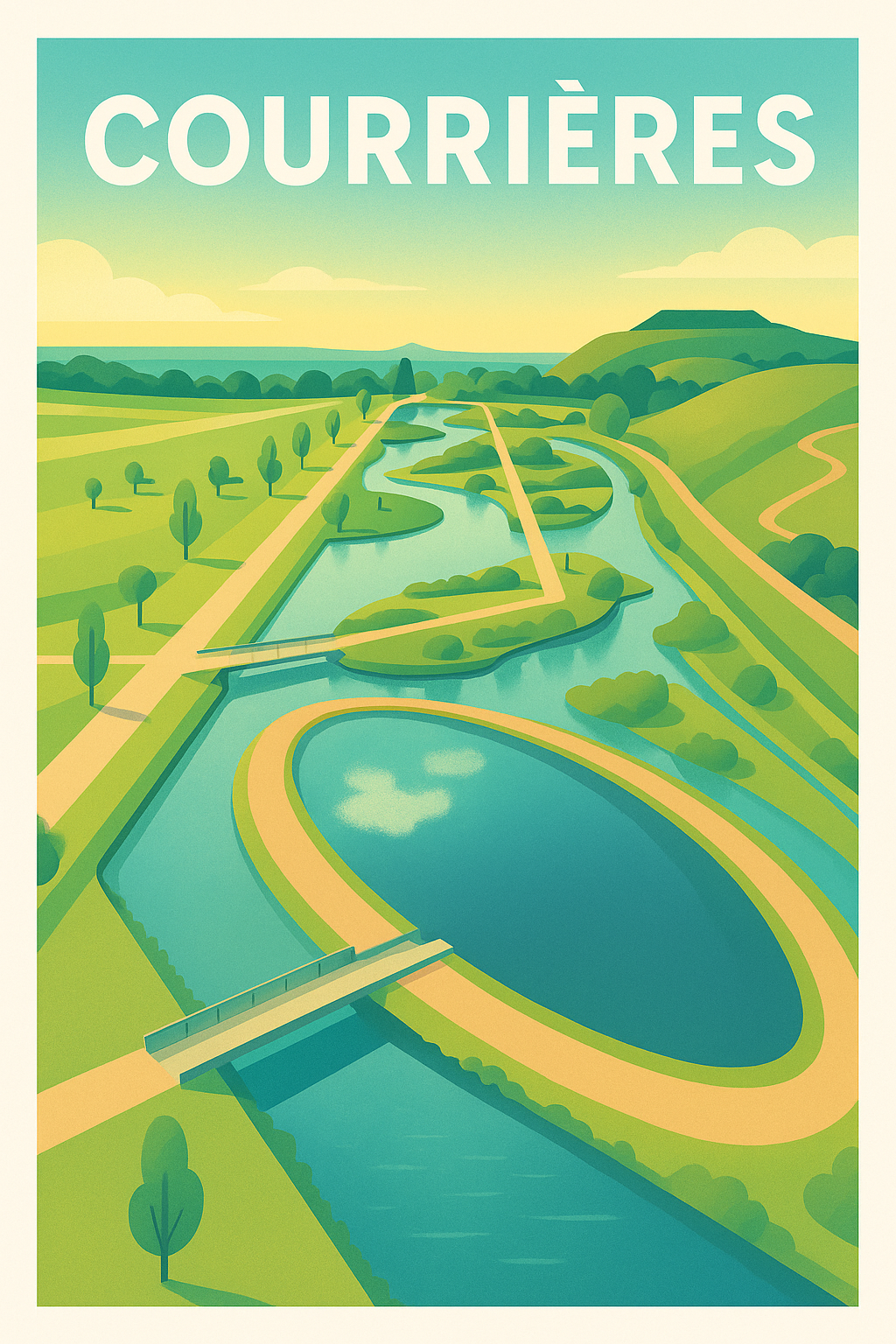 Affiche de Courrières - Harmonie naturelle au fil de l'eau