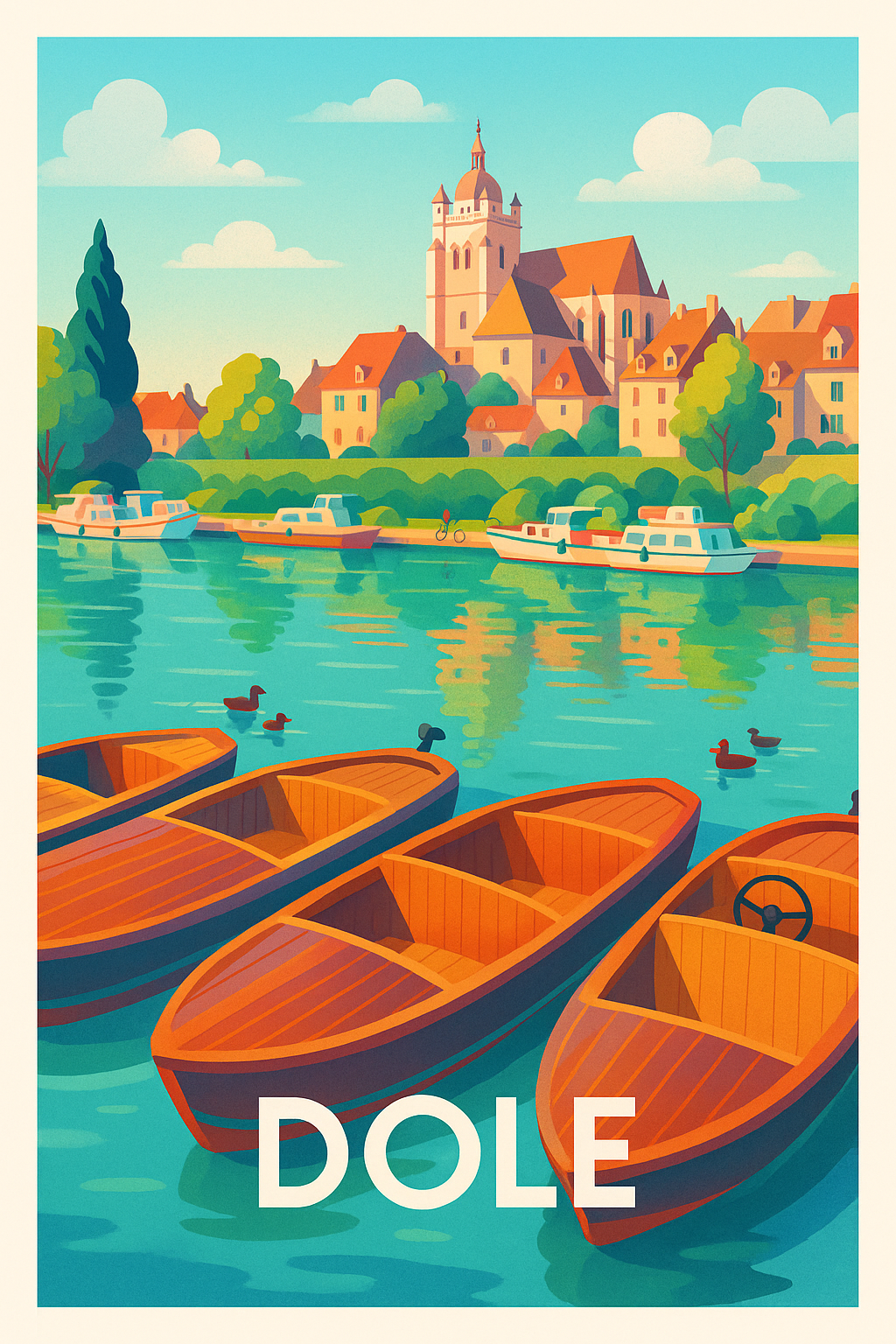 Affiche Dole — Charme paisible au fil de l'eau · poster d'art de Dole