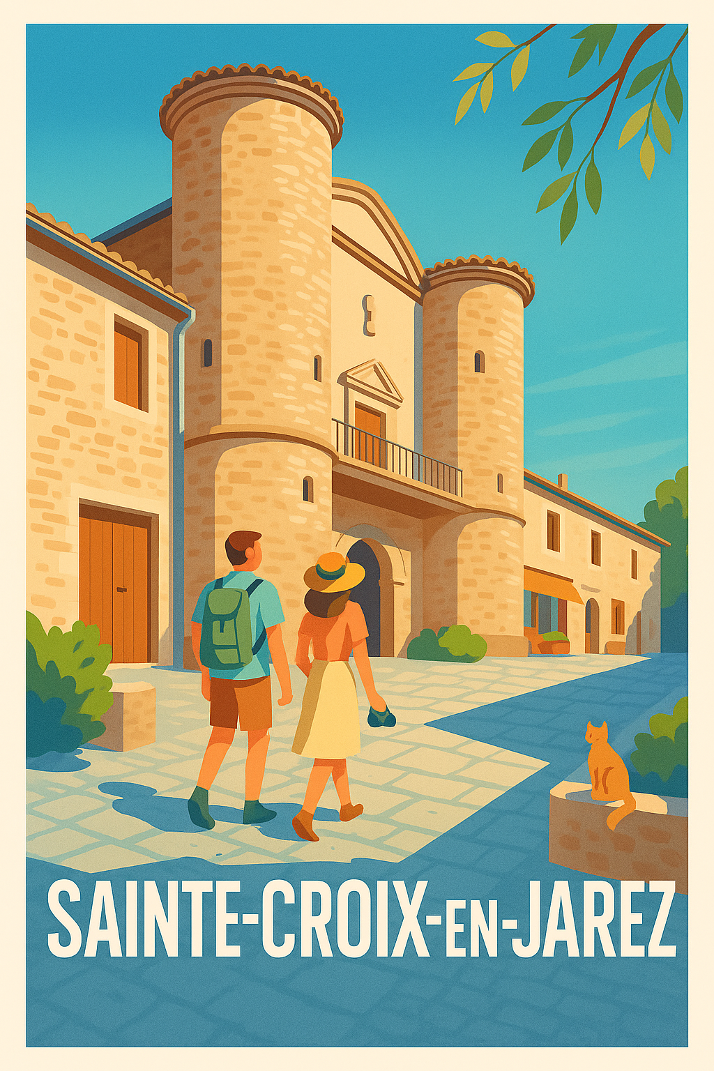 Affiche Sainte-Croix-en-Jarez — Charmante balade au cœur du village médiéval · poster d'art de Sainte-Croix-en-Jarez