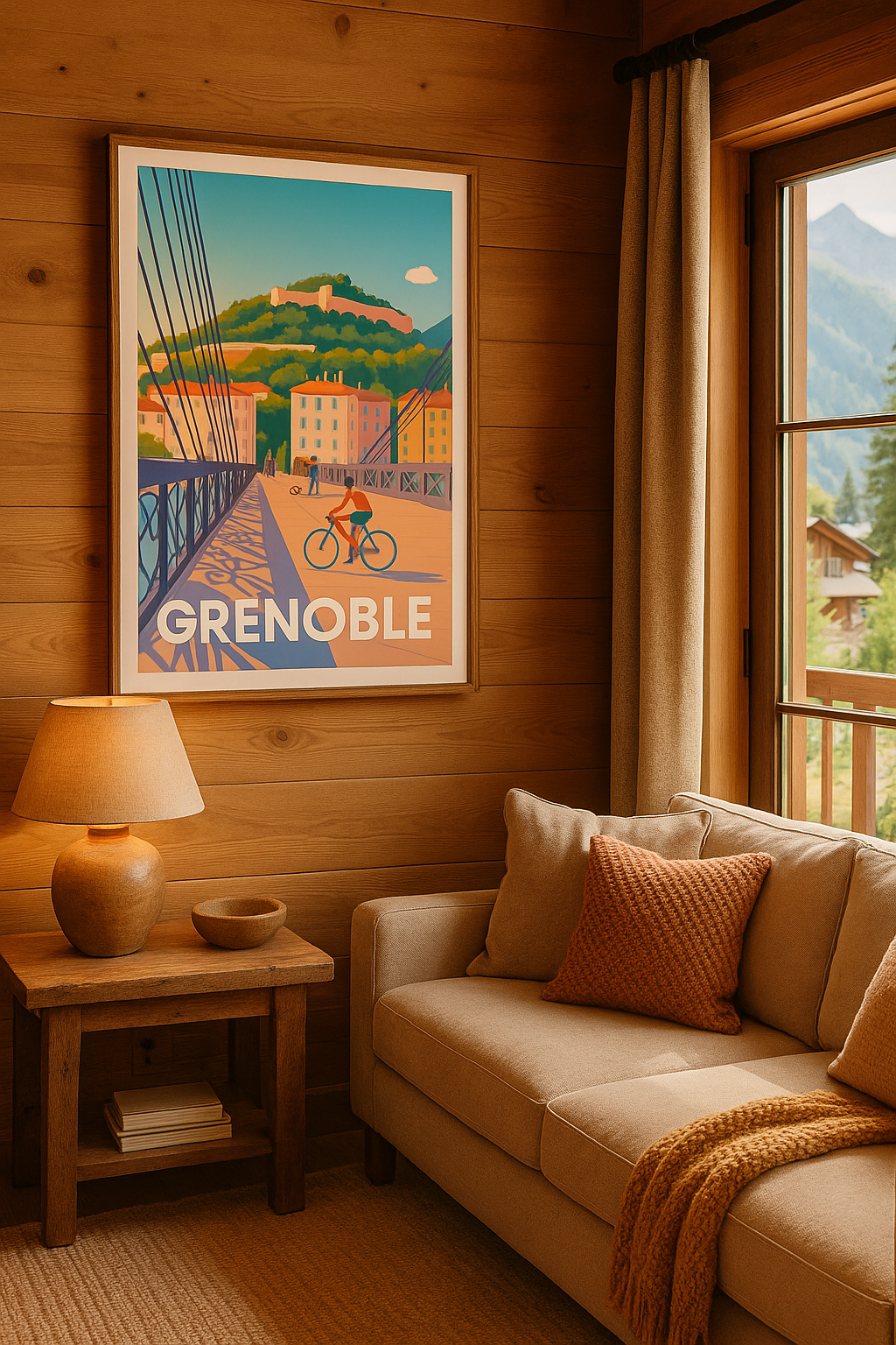 Affiche Grenoble - Évasion urbaine au pied des montagnes - Afich