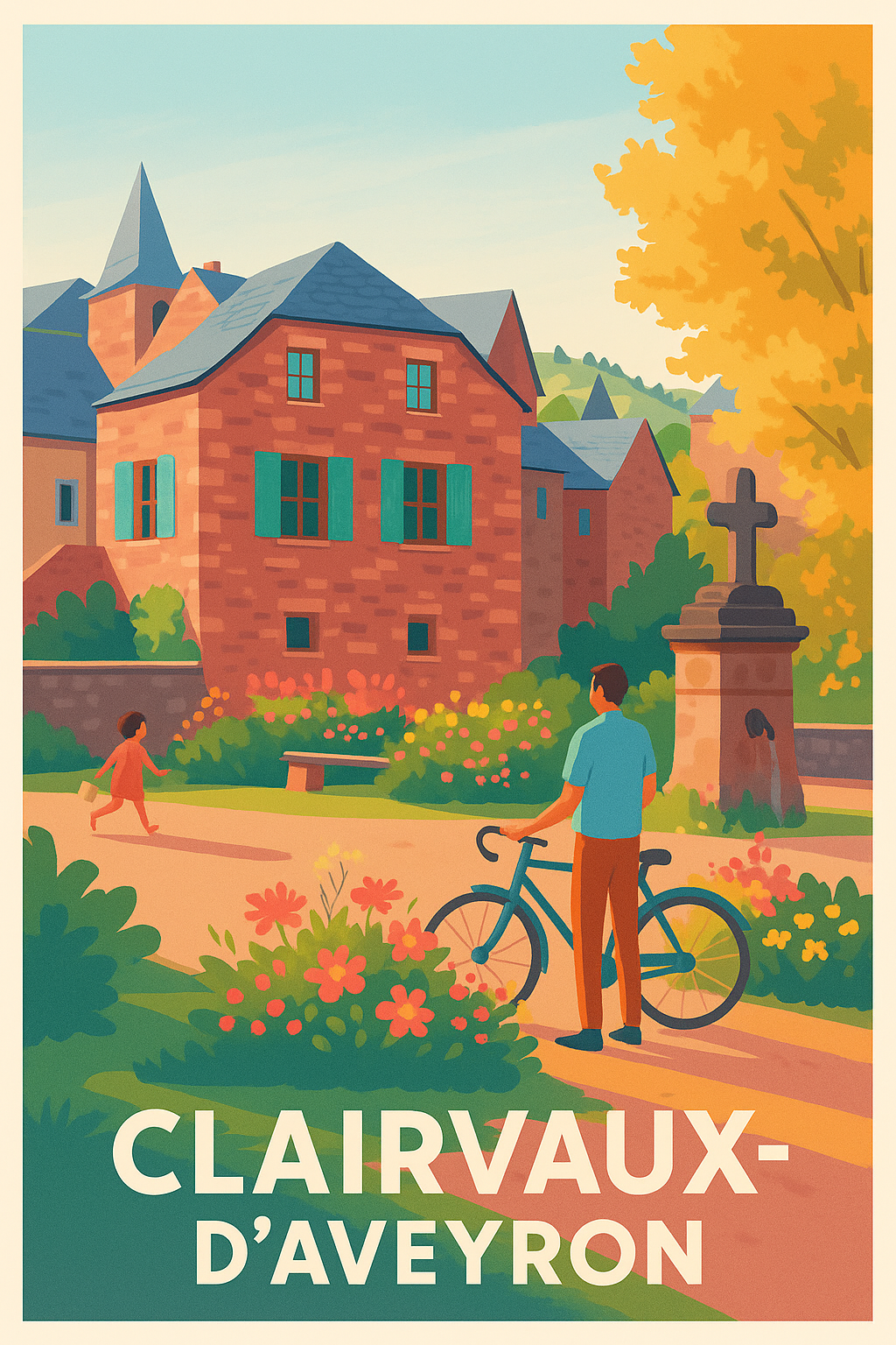 Affiche Clairvaux-d'Aveyron — Charme et sérénité au cœur du village · poster d'art de Clairvaux-d'Aveyron