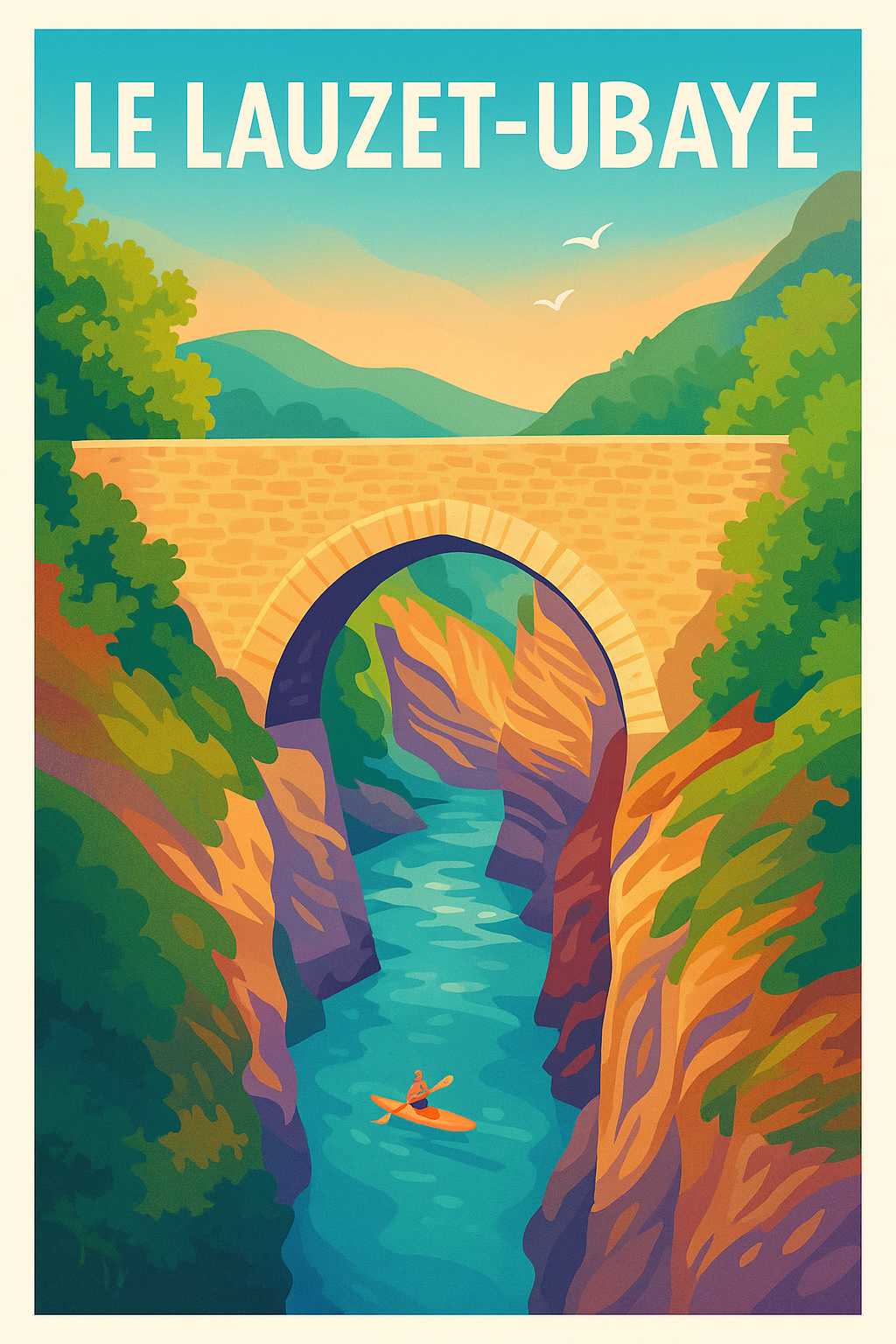 Affiche Le Lauzet-Ubaye — Nature et Aventure au Cœur des Gorges · poster d'art de Le Lauzet-Ubaye