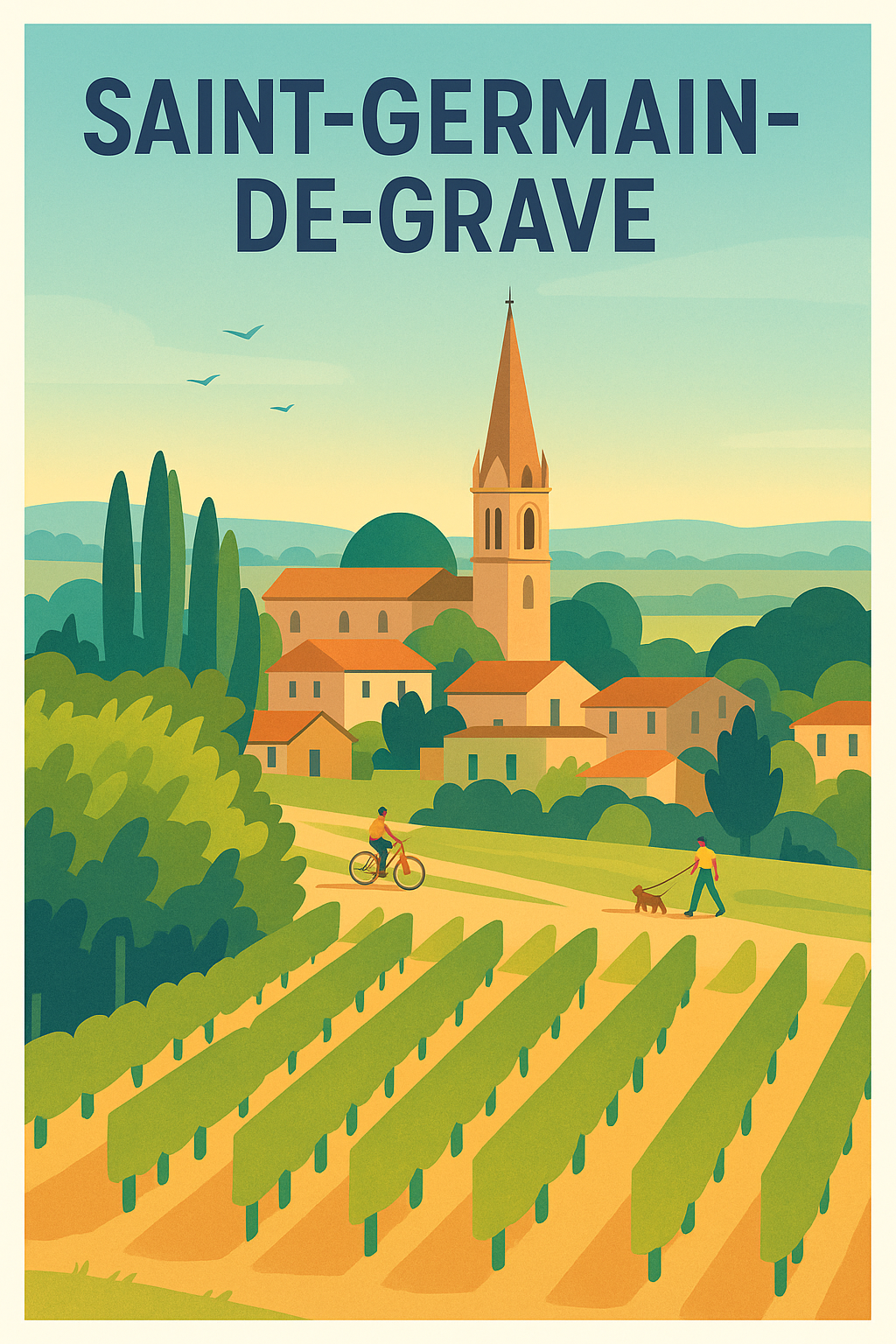Affiche Saint-Germain-de-Grave — L'âme paisible de la campagne bordelaise · poster d'art de Saint-Germain-de-Grave
