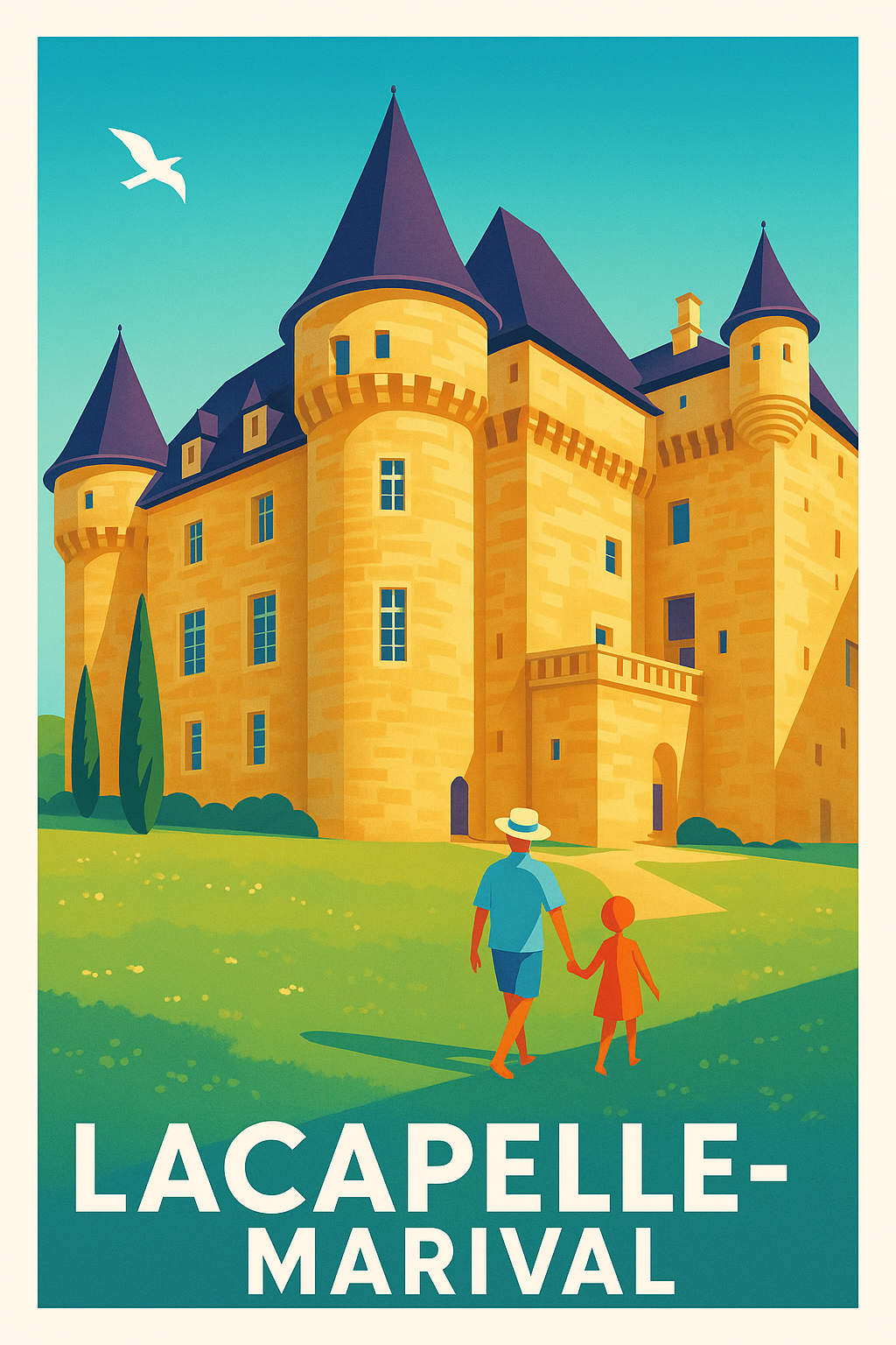 Affiche Lacapelle-Marival — L'élégance médiévale en pleine lumière · poster d'art de Lacapelle-Marival