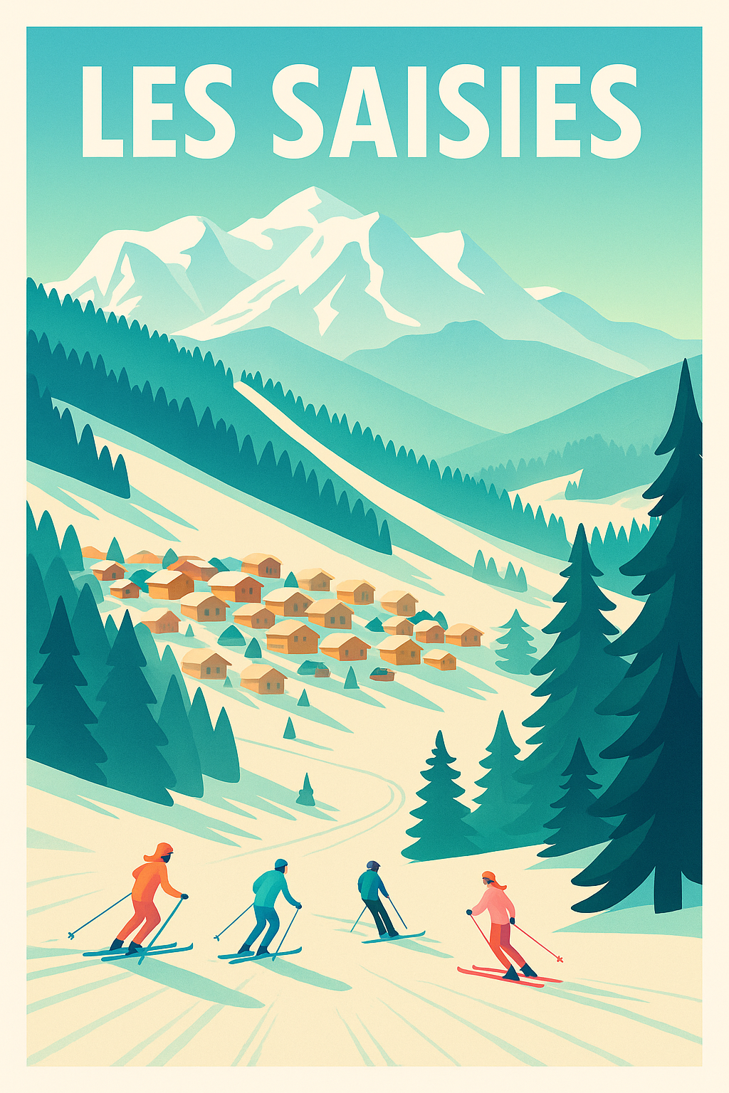 Affiche Les Saisies — Évasion hivernale au cœur des Alpes · poster d'art de Les Saisies