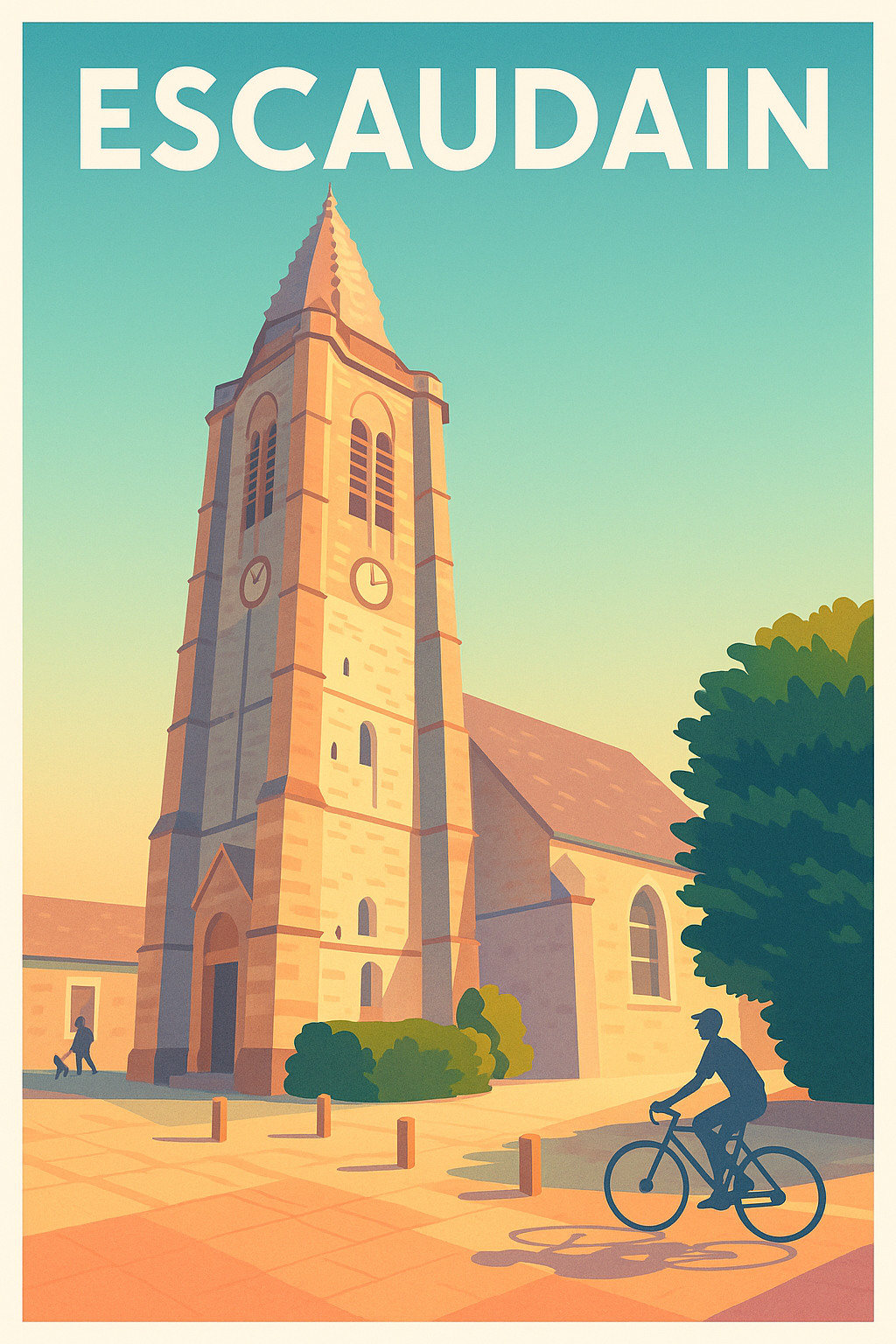 Affiche de Escaudain - Le charme paisible du clocher