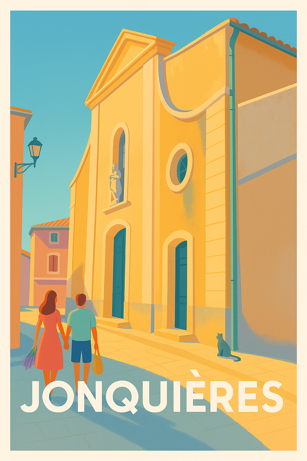Affiche Jonquières — Promenade ensoleillée au cœur du village · poster d'art de Jonquières