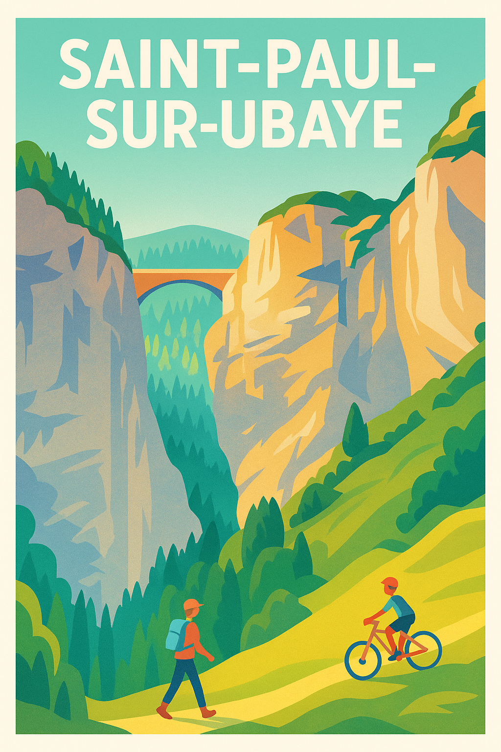 Affiche Saint-Paul-sur-Ubaye — Escapade nature entre montagnes et rivières · poster d'art de Saint-Paul-sur-Ubaye