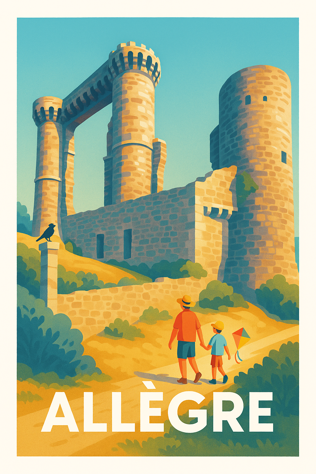 Affiche Allègre — Découvrez la magie médiévale en famille · poster d'art de Allègre