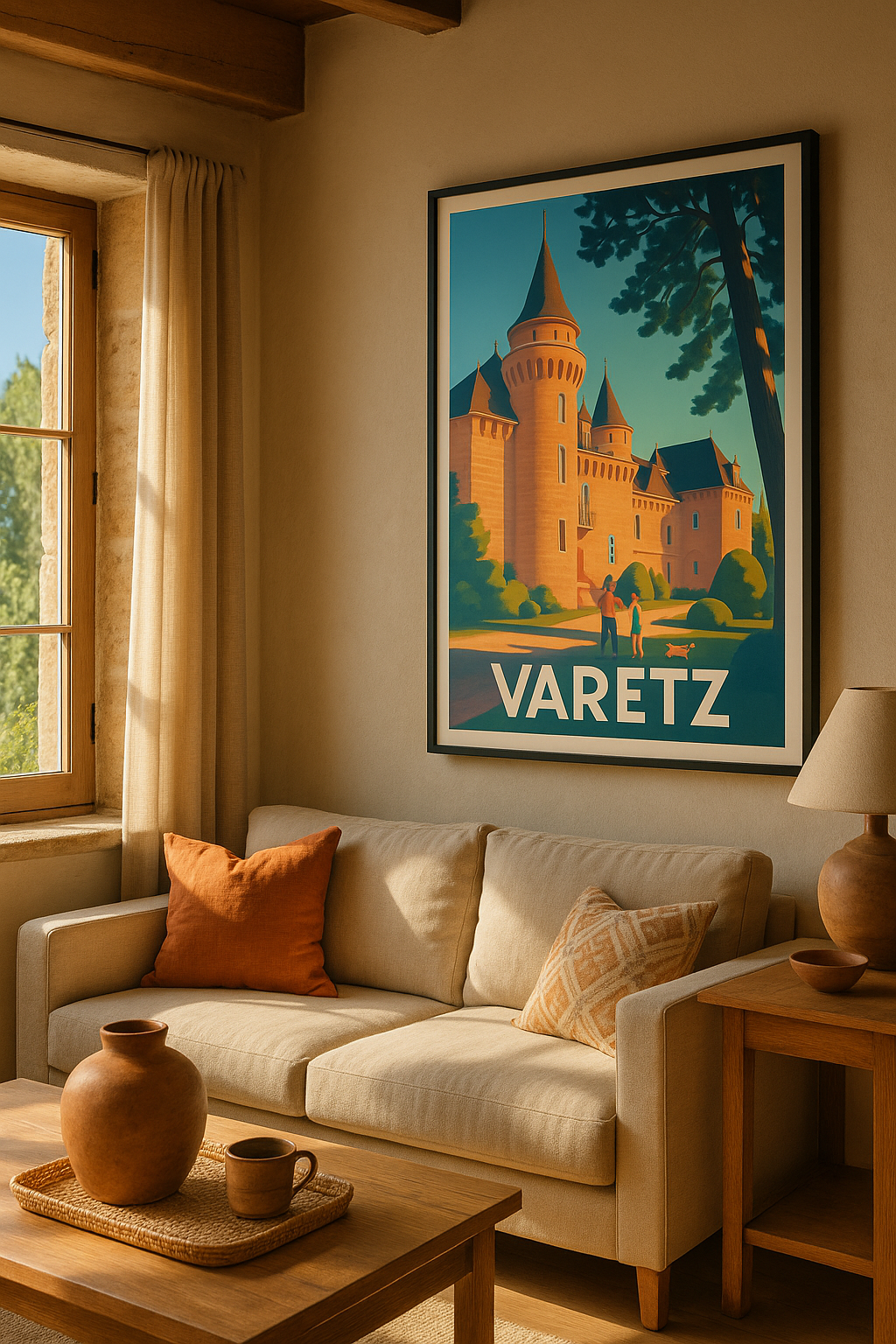 Mise en situation Affiche de Varetz - Découvrez le charme historique ensoleillé