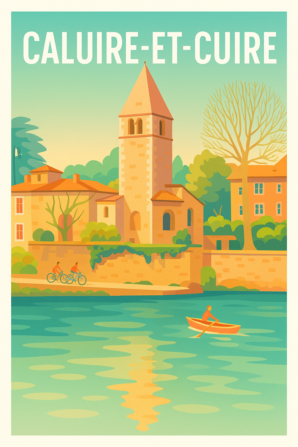 Affiche Caluire-et-Cuire — Tranquillité au fil de l'eau · poster d'art de Caluire-et-Cuire