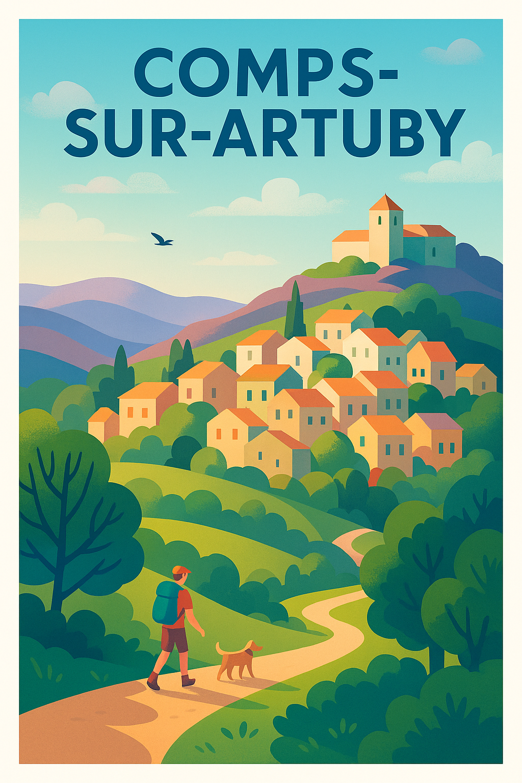 Affiche Comps-sur-Artuby — Escapade nature et village perché · poster d'art de Comps-sur-Artuby