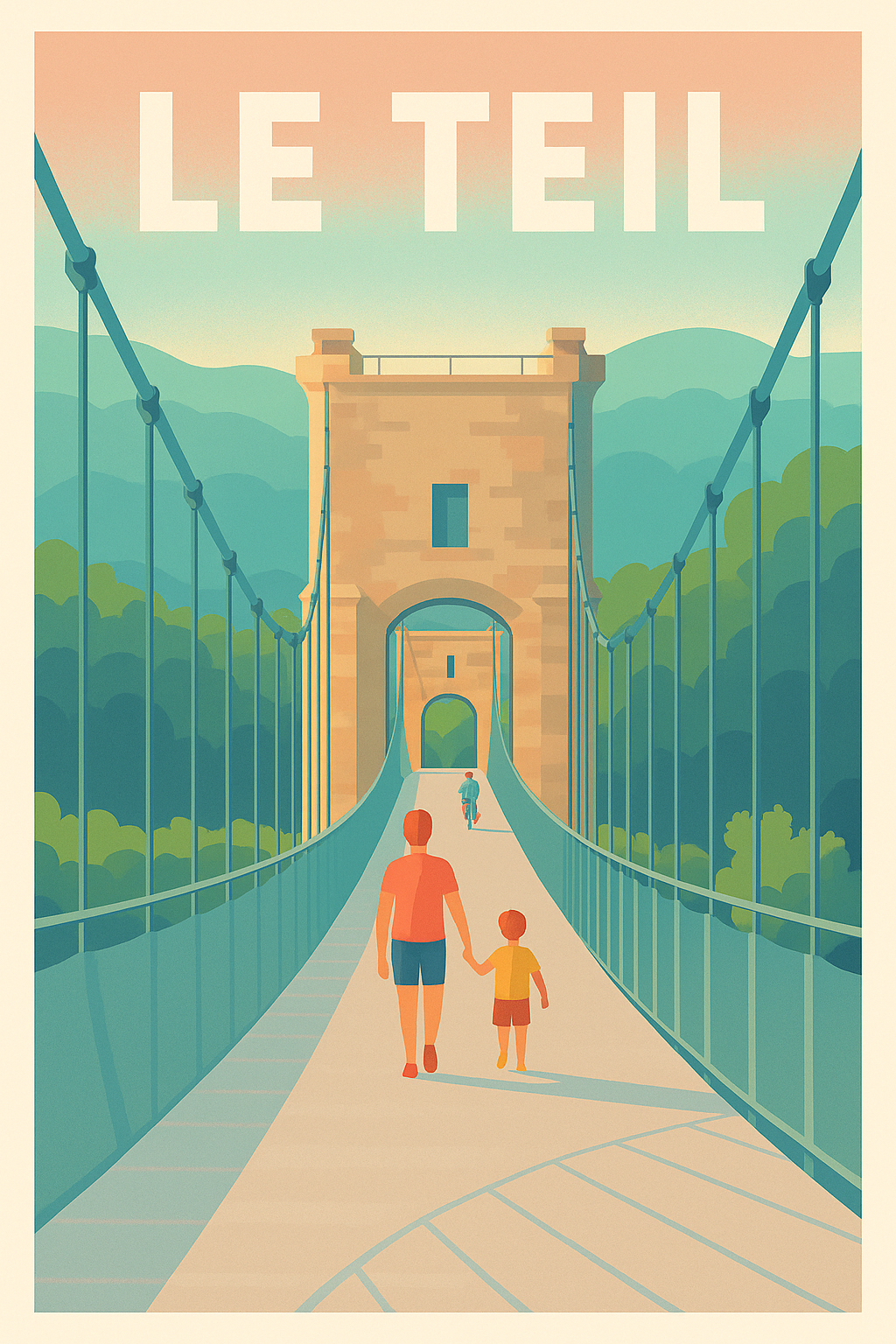 Affiche de Le Teil - Promenade en famille sur le pont suspendu