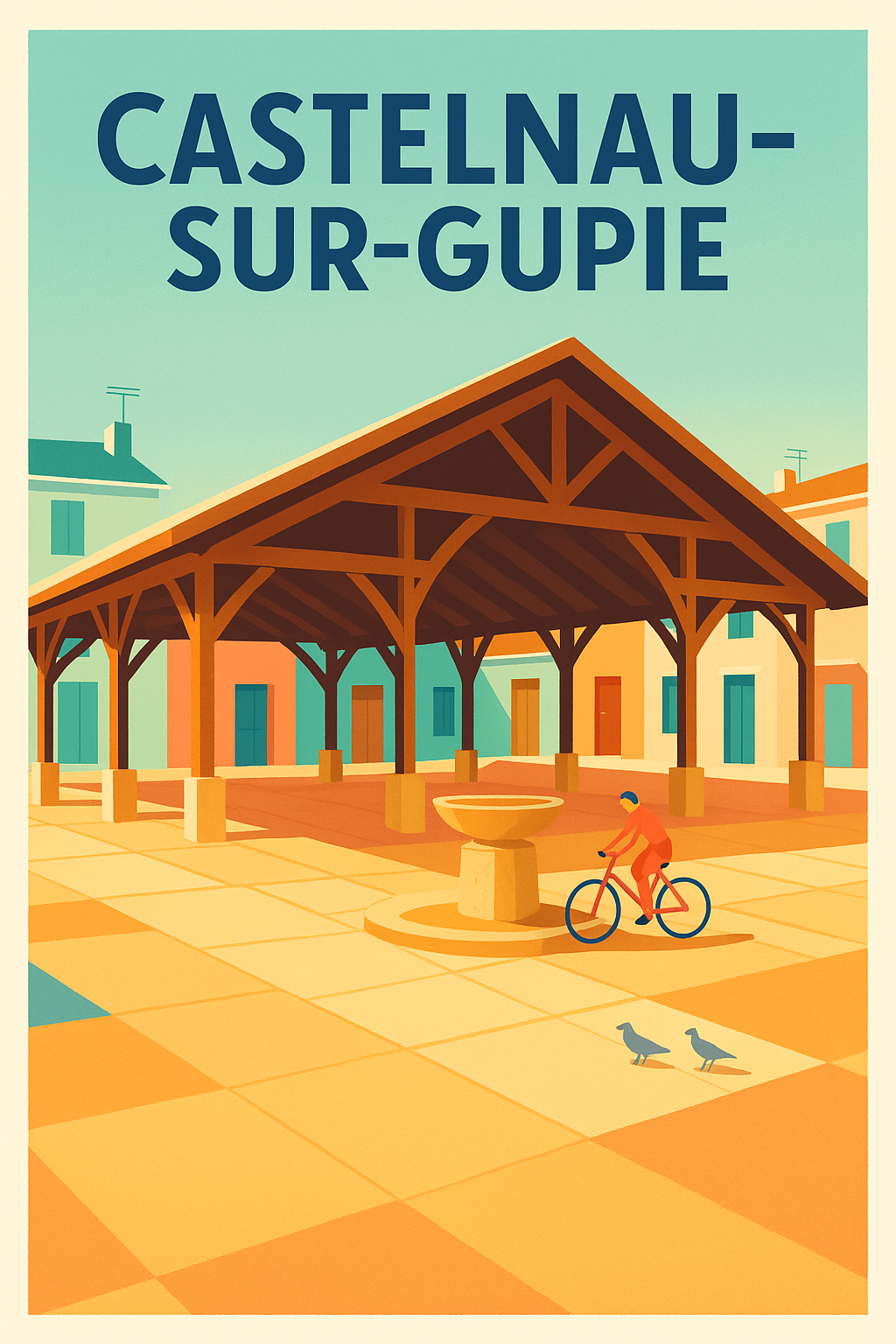 Affiche de Castelnau-sur-Gupie - Charme et douceur de la place centrale