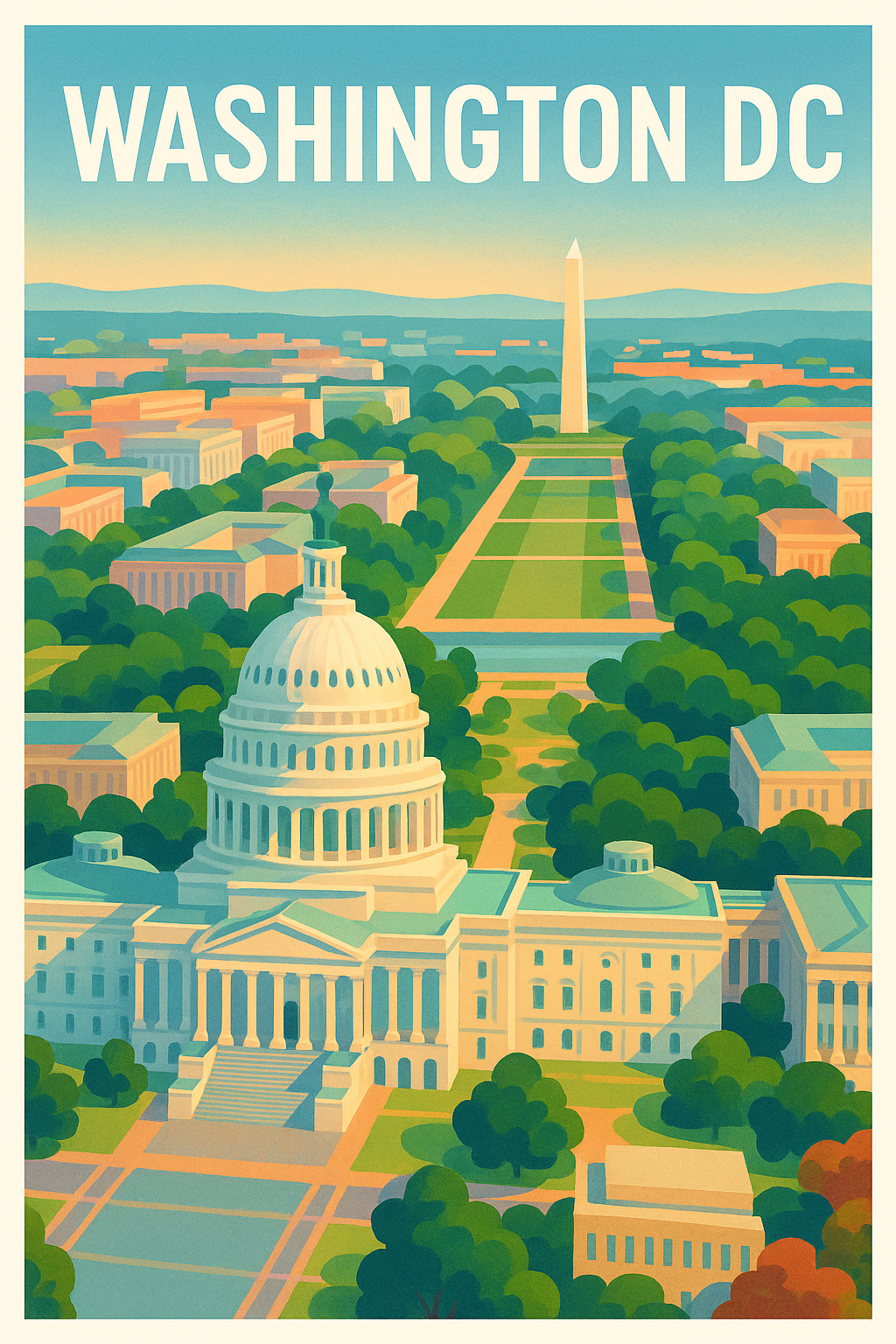 Affiche de Washington DC - Vue emblématique au cœur de la capitale