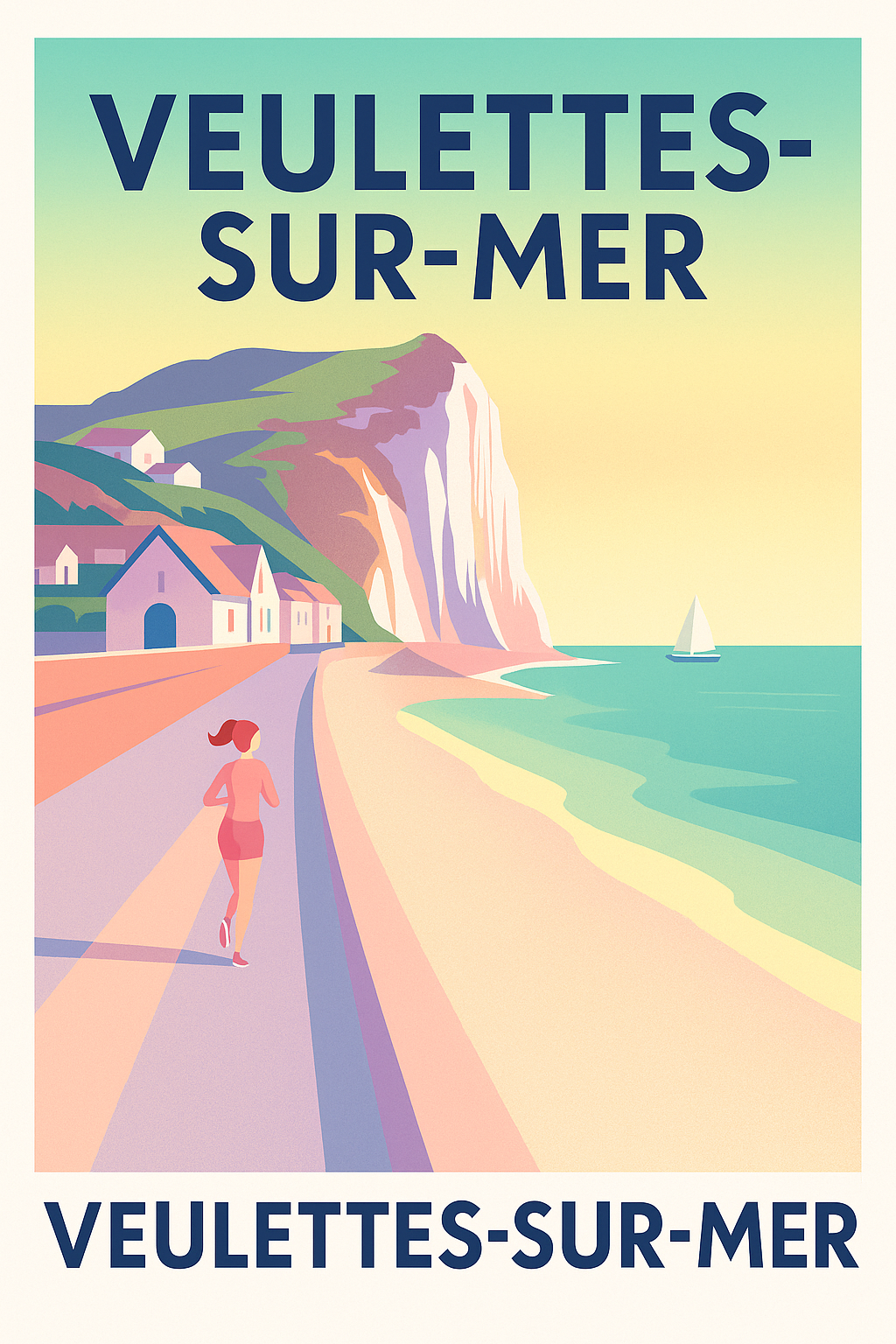 Affiche Veulettes-sur-Mer — Évasion en bord de falaise · poster d'art de Veulettes-sur-Mer