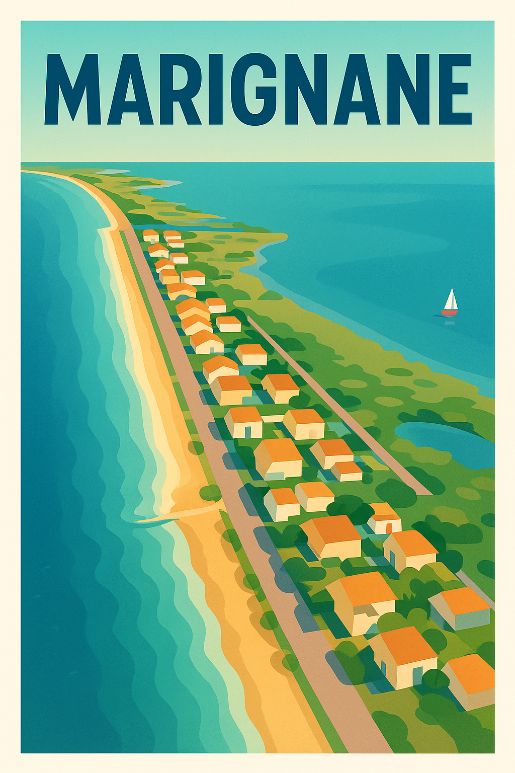 Affiche Marignane — Évasion balnéaire au bord de la Méditerranée · poster d'art de Marignane