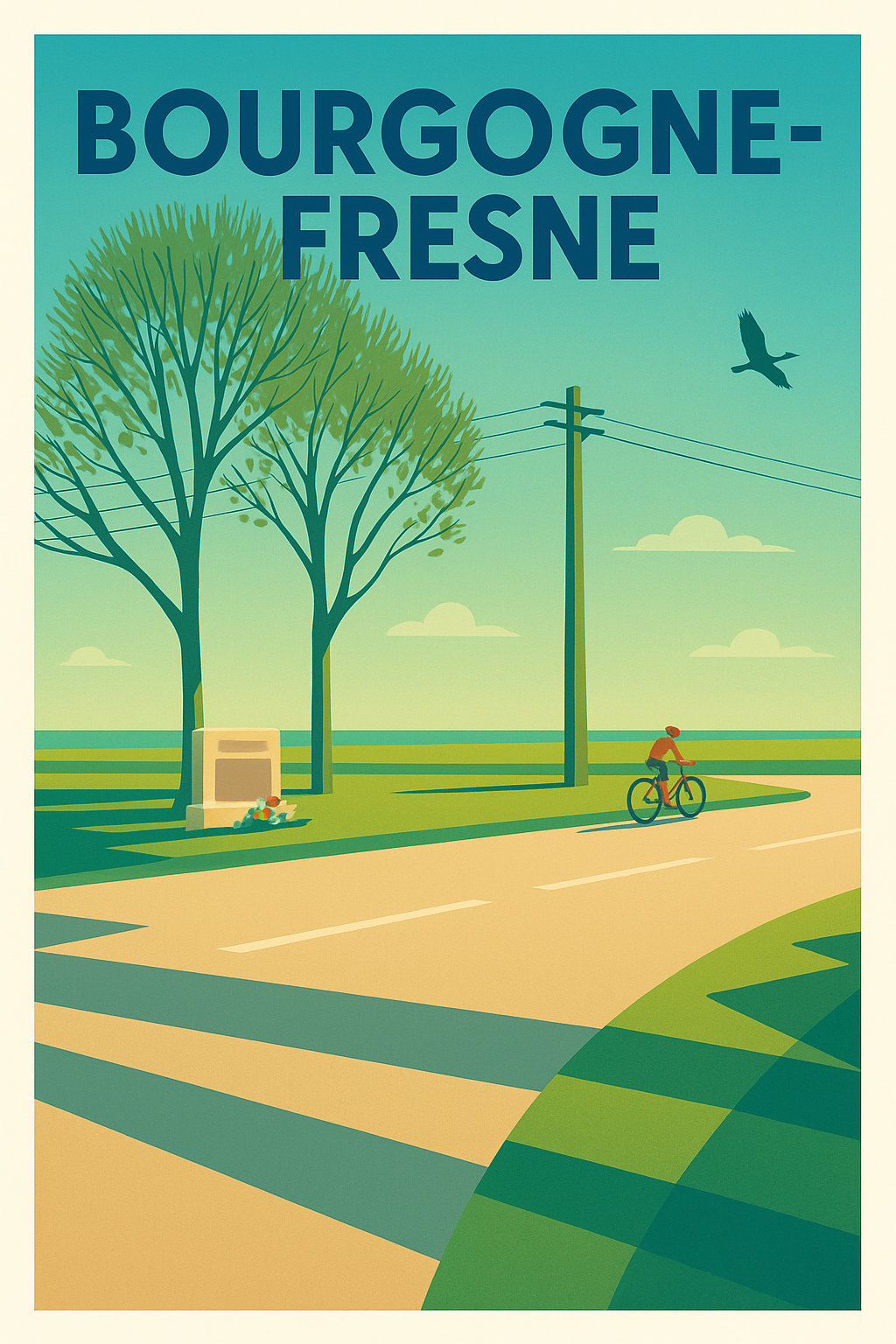 Affiche de Bourgogne-Fresne - Évasion paisible à vélo