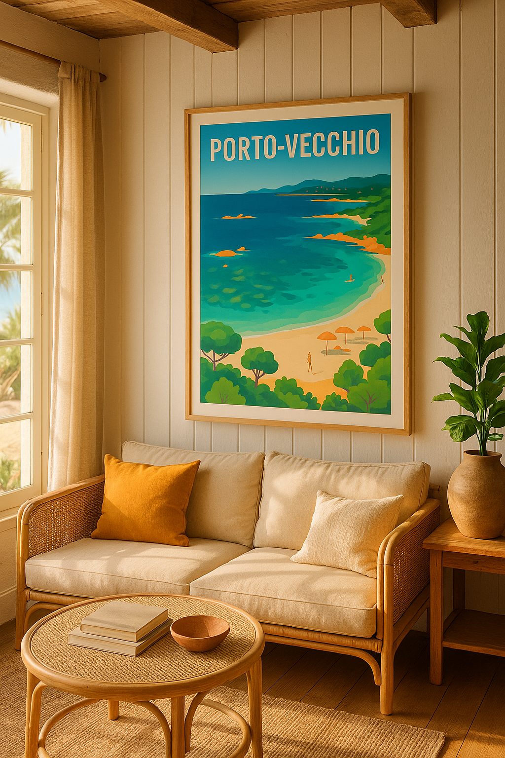 Mise en situation Affiche Porto-Vecchio - Escapade Méditerranéenne ensoleillée