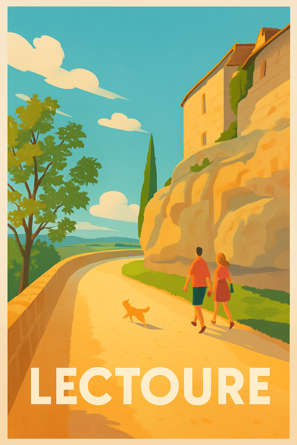Affiche de Lectoure - Balade ensoleillée sur les chemins historiques