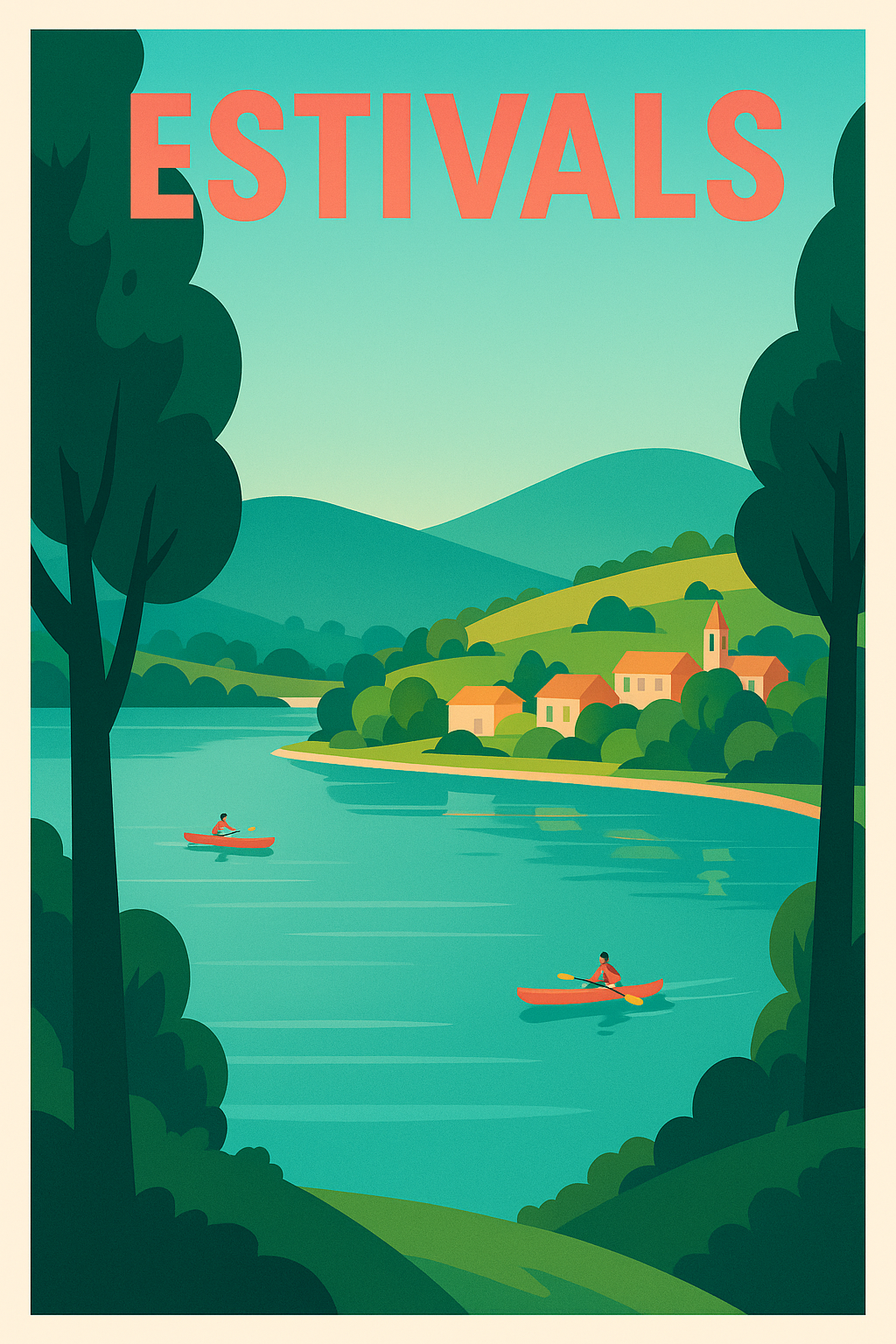 Affiche Estivals — Évasion Nature et Sérénité au Bord de l'Eau · poster d'art de Estivals