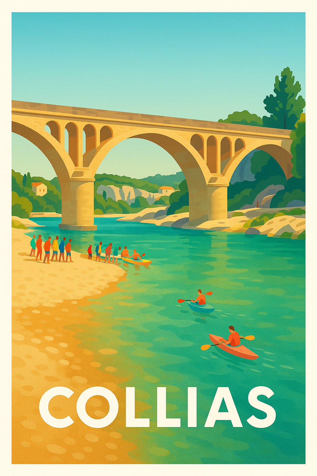 Affiche Collias — Évasion et détente au bord de la rivière · poster d'art de Collias