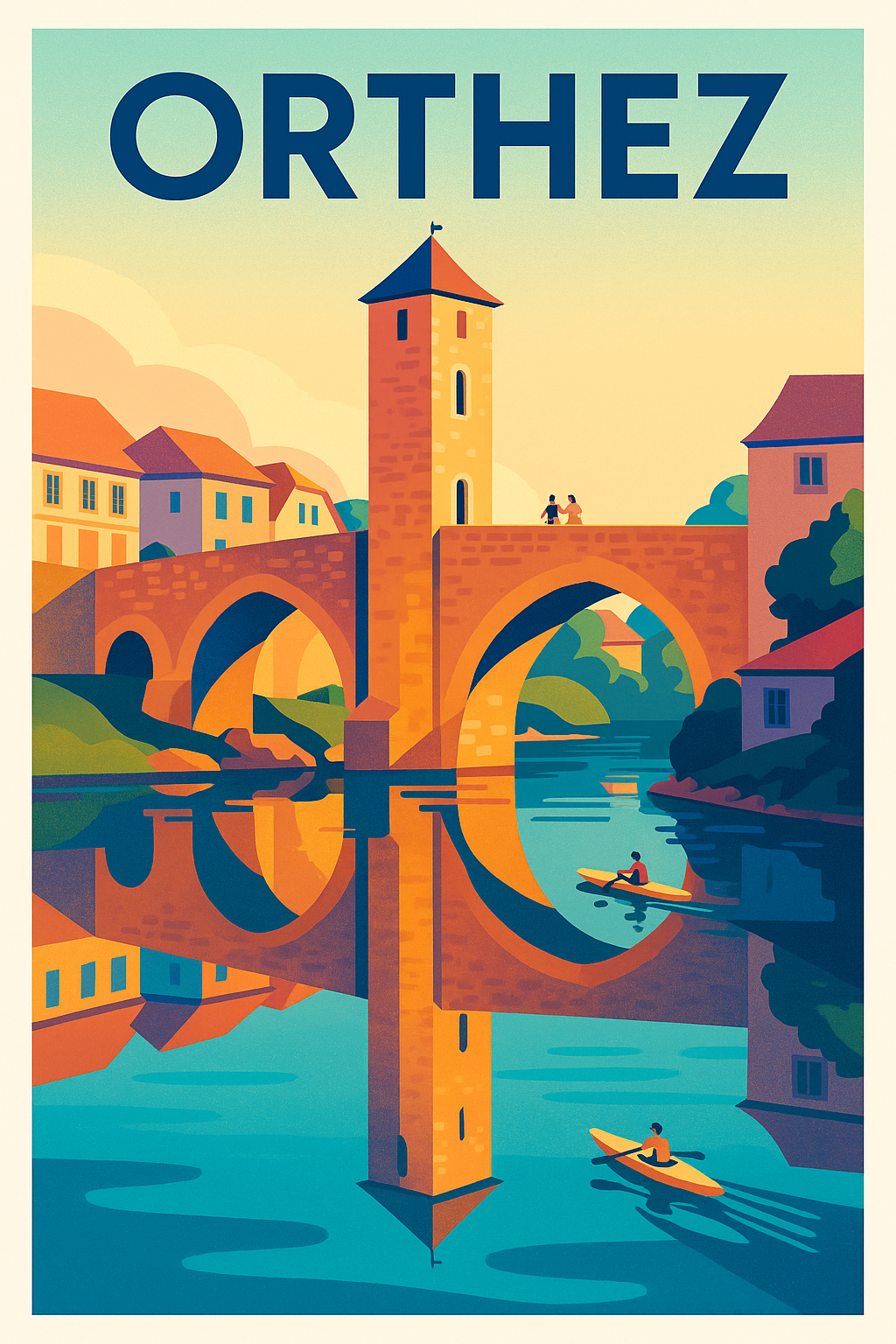 Affiche de Orthez - Charme et Reflets sur le Pont Vieux