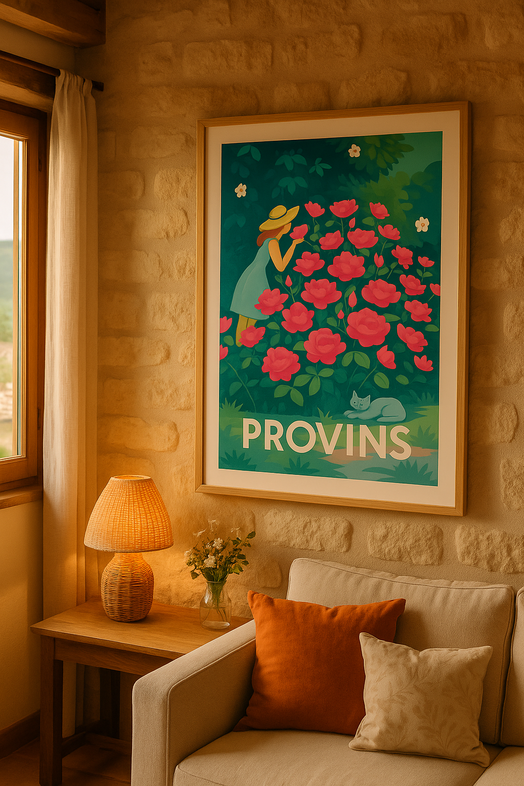 Mise en situation Affiche Provins - Douceur florale en pleine nature
