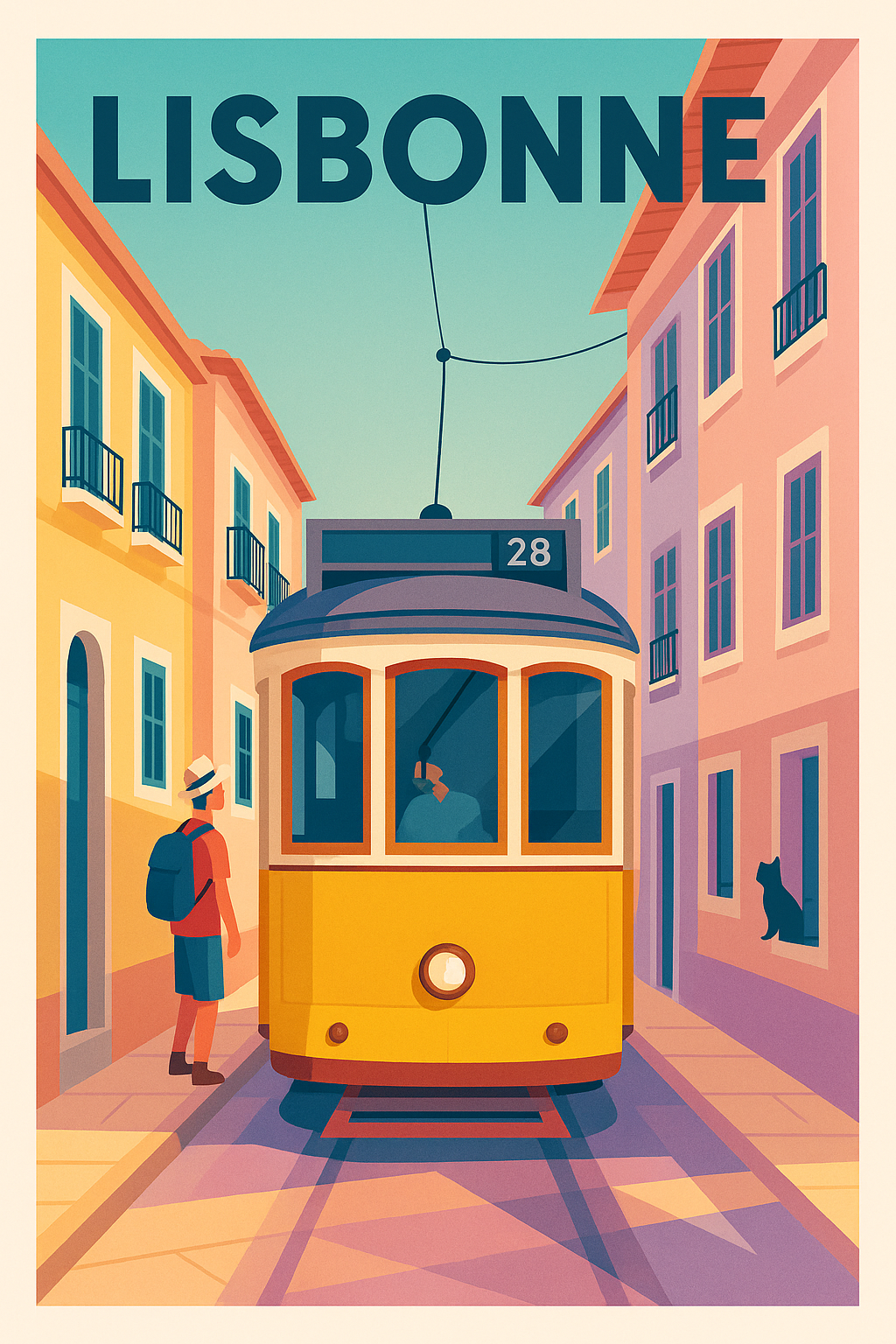 Affiche de Lisbonne - L'emblématique Tram 28 au cœur de la ville