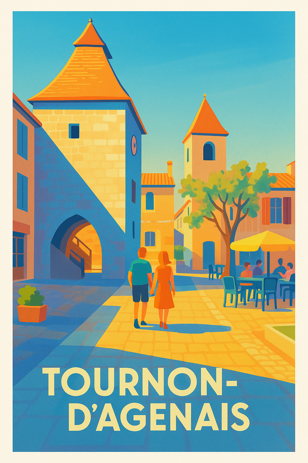 Affiche Tournon-d'Agenais — Charme et lumière du Sud-Ouest · poster d'art de Tournon-d'Agenais