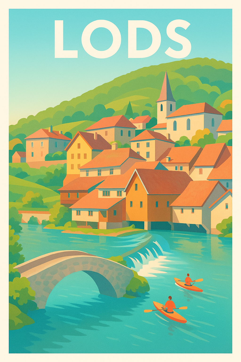 Affiche de Lods - Village pittoresque entre rivière et collines