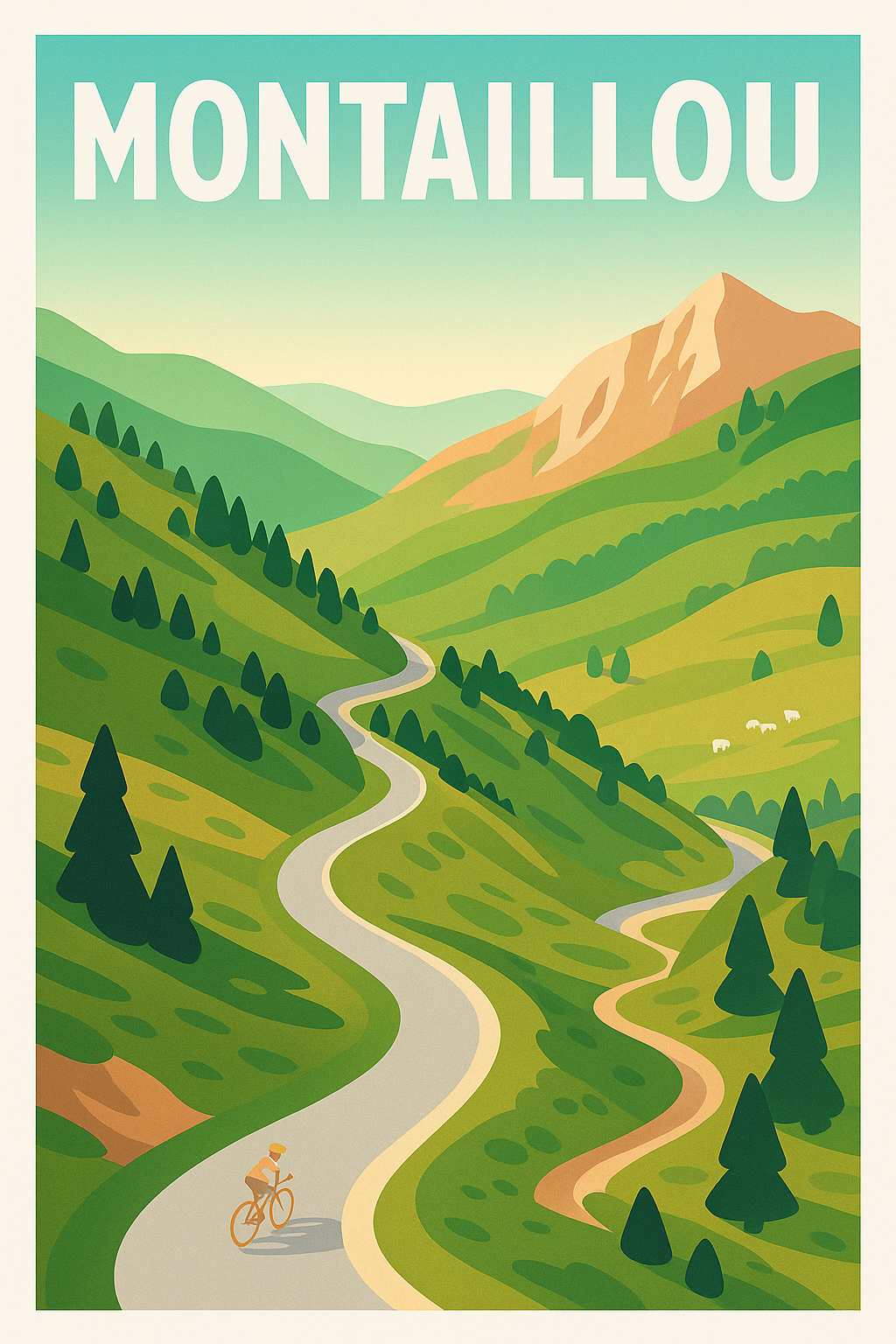 Affiche Montaillou — Escapade à vélo en pleine nature · poster d'art de Montaillou
