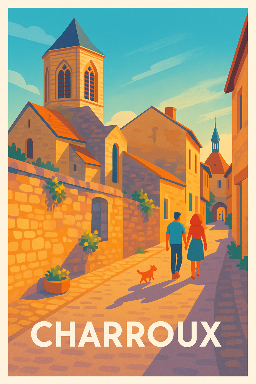 Affiche Charroux — Balade romantique au cœur du village · poster d'art de Charroux
