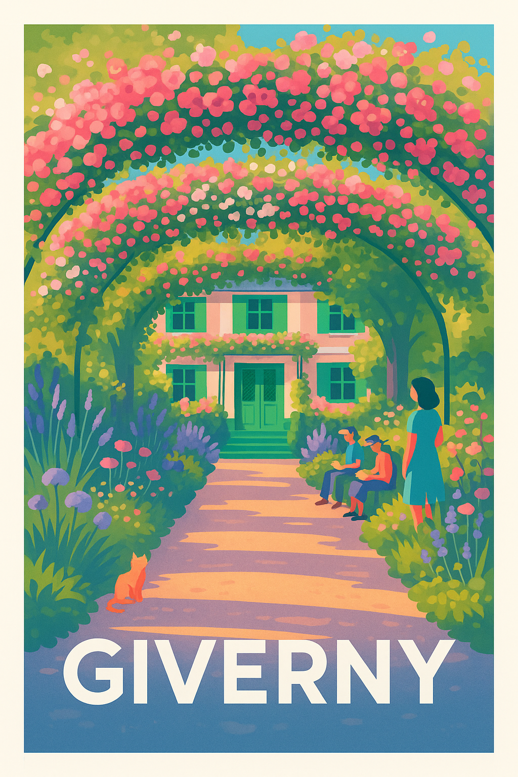 Affiche de Giverny - Promenade fleuries au jardin de Monet