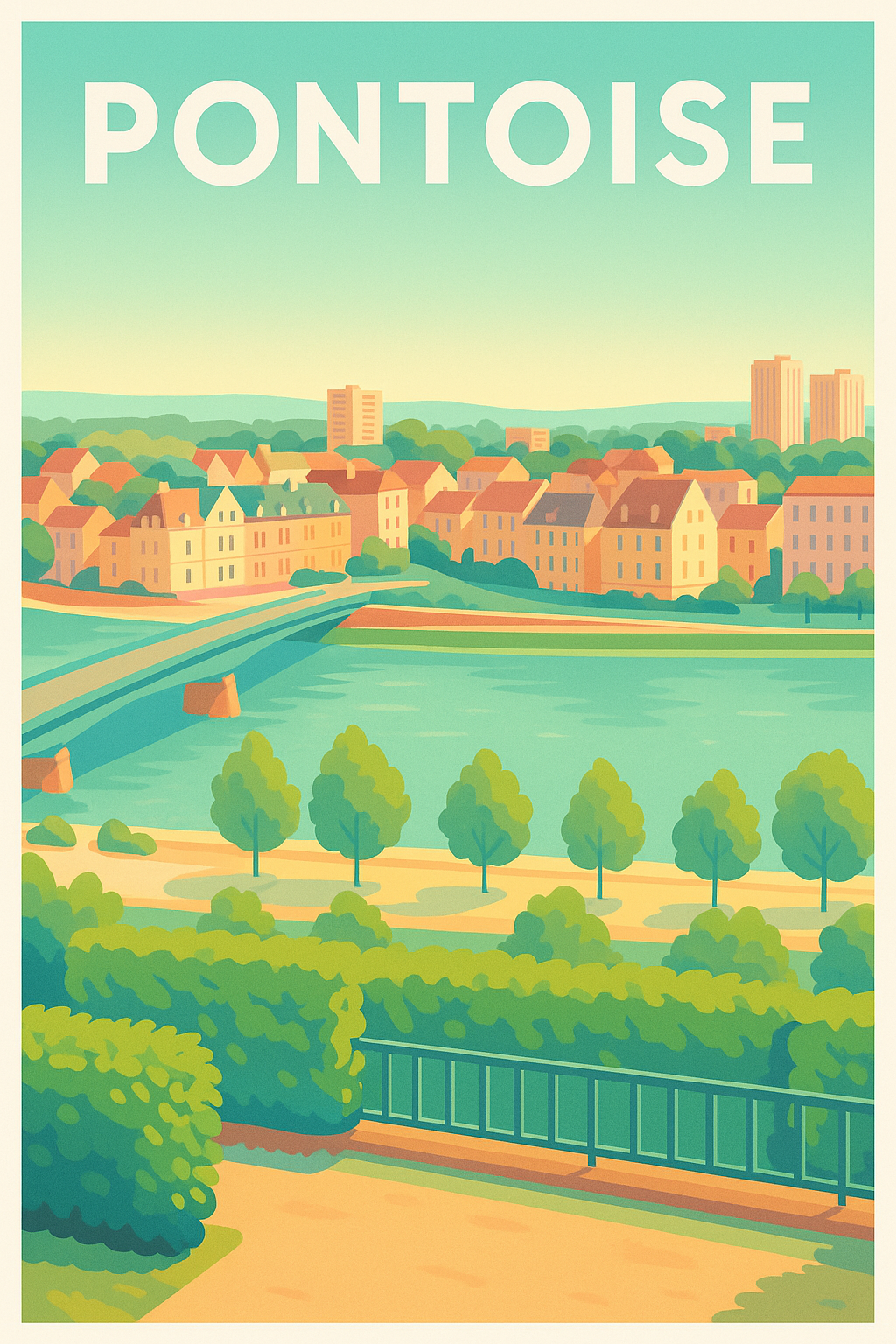 Affiche Pontoise — Vue paisible et verdoyante · poster d'art de Pontoise