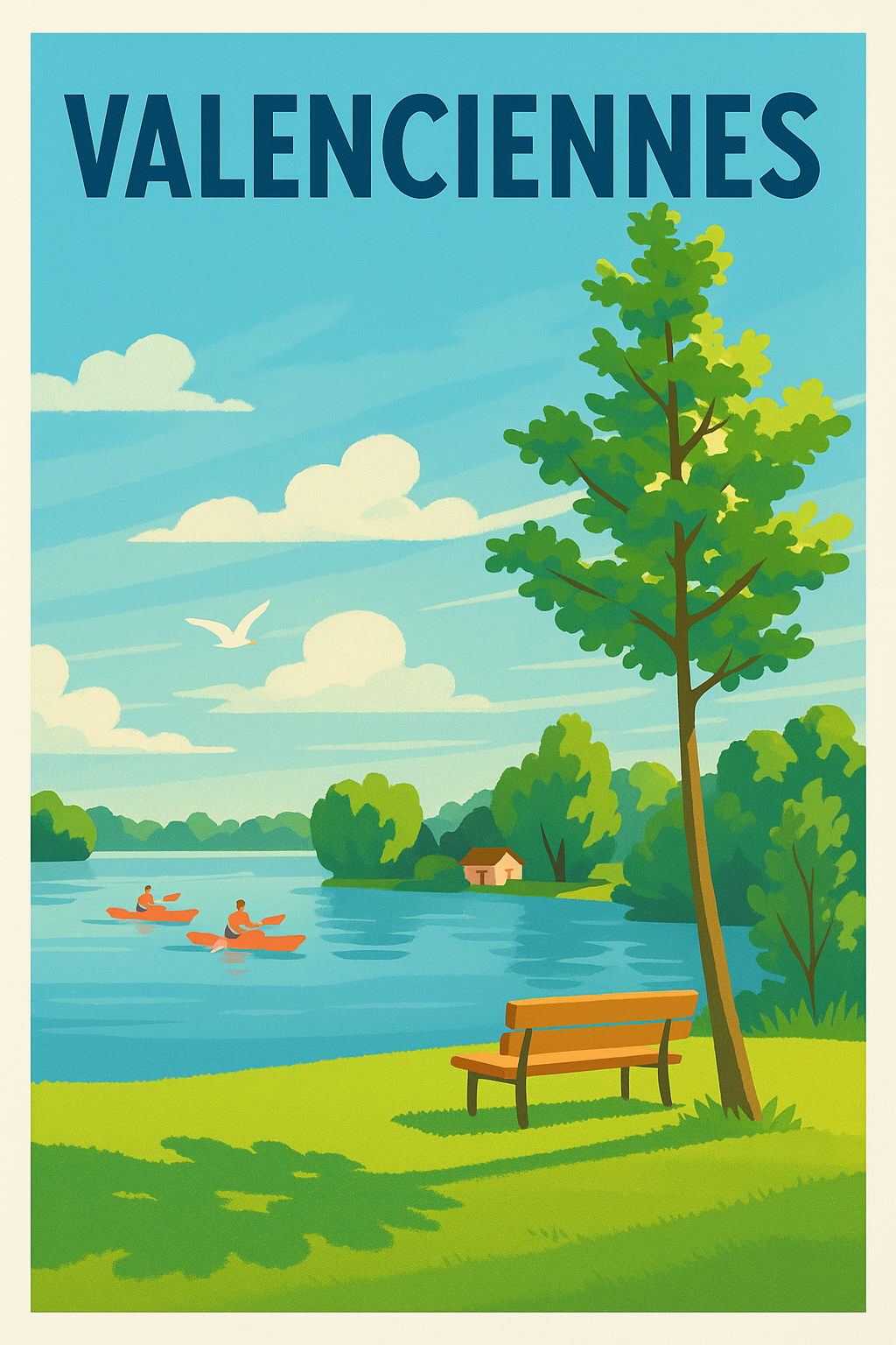 Affiche Valenciennes — Escapade au bord de l'eau · poster d'art de Valenciennes