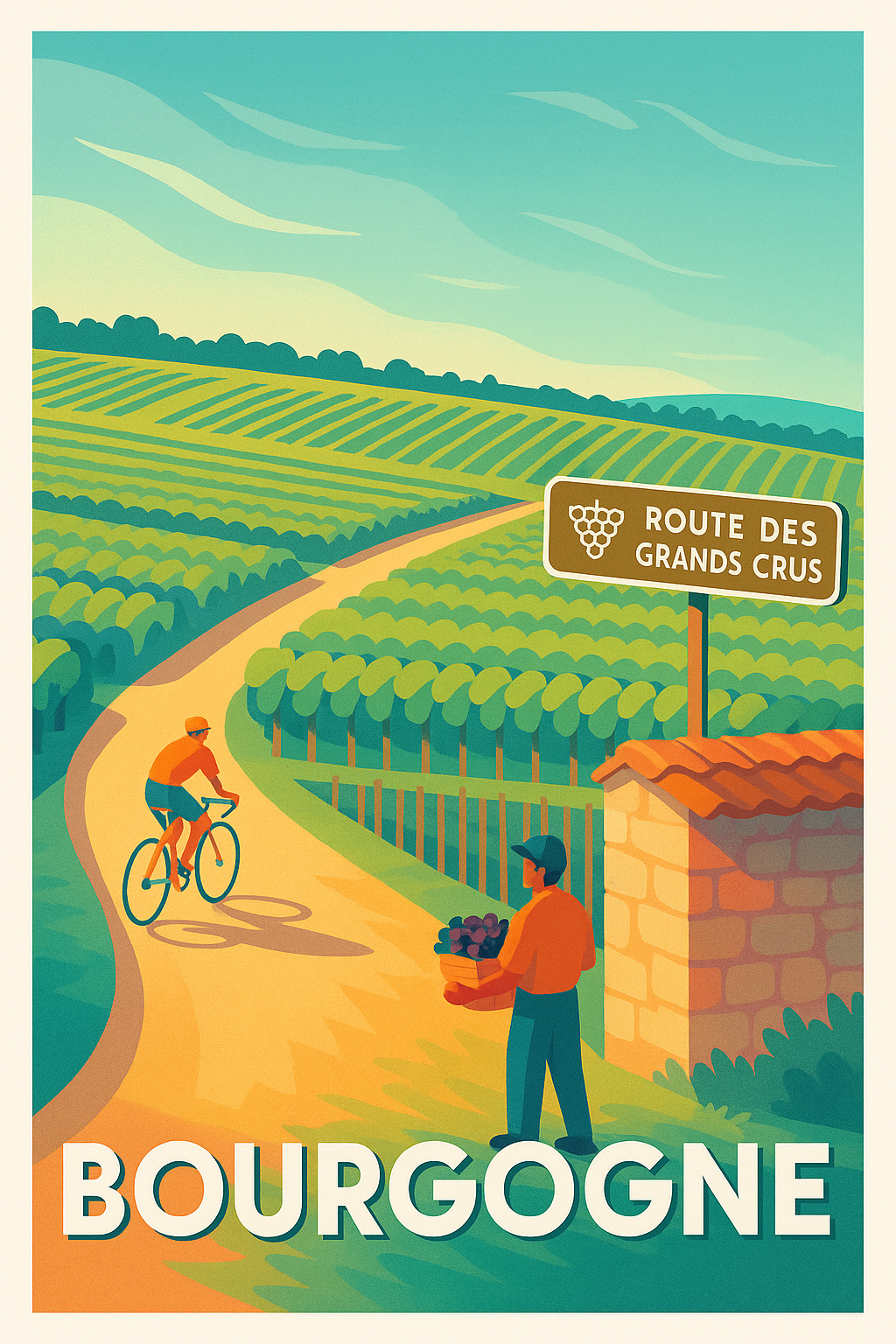 Affiche de Bourgogne - Sur la route des Grands Crus