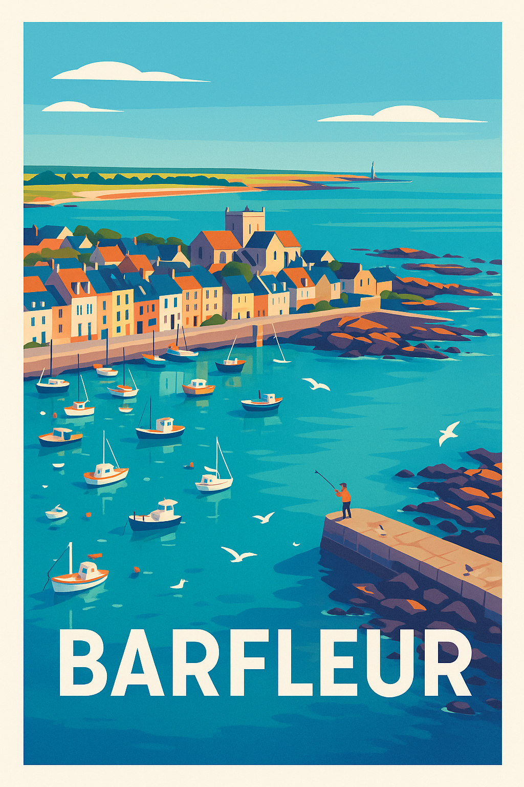 Affiche de Barfleur - Charme et quiétude du port normand