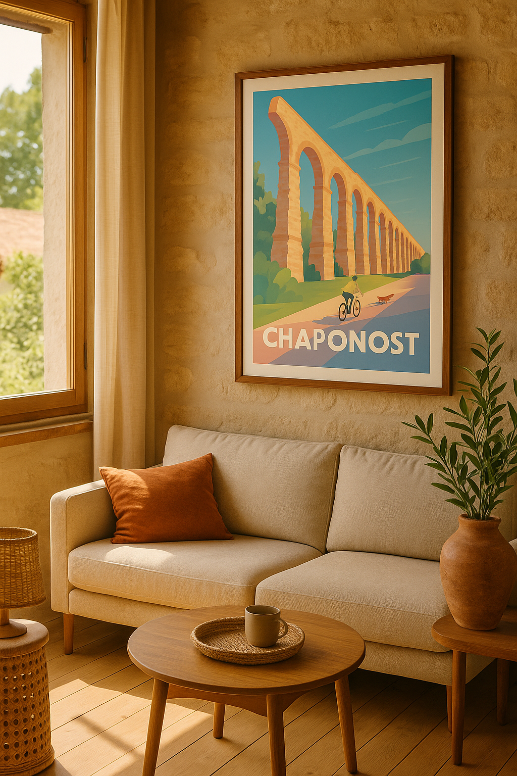 Affiche Chaponost — L'aqueduc emblématique en pleine lumière · poster d'art de Chaponost