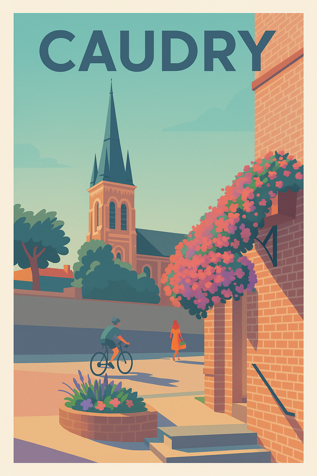 Affiche de Caudry - Charme paisible et couleurs ensoleillées