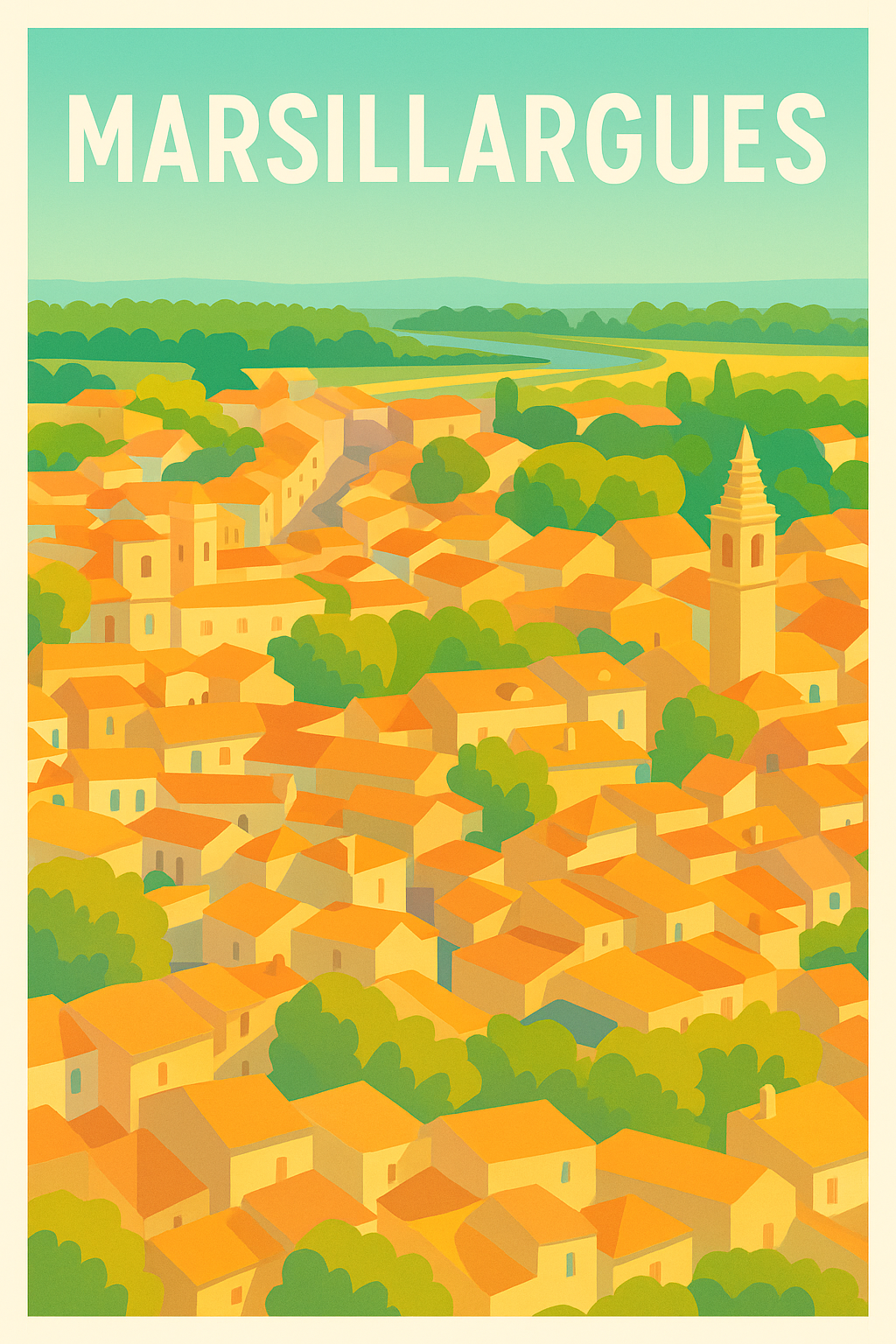 Affiche Marsillargues — Charme ensoleillé du village languedocien · poster d'art de Marsillargues