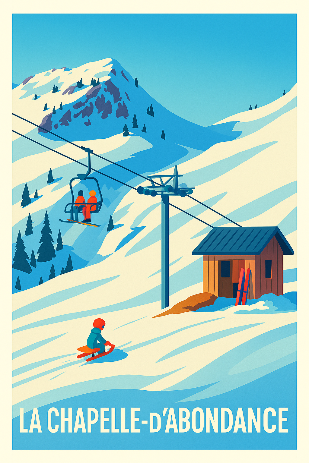 Affiche La Chapelle-d'Abondance — Escapade hivernale au cœur des montagnes · poster d'art de La Chapelle-d'Abondance