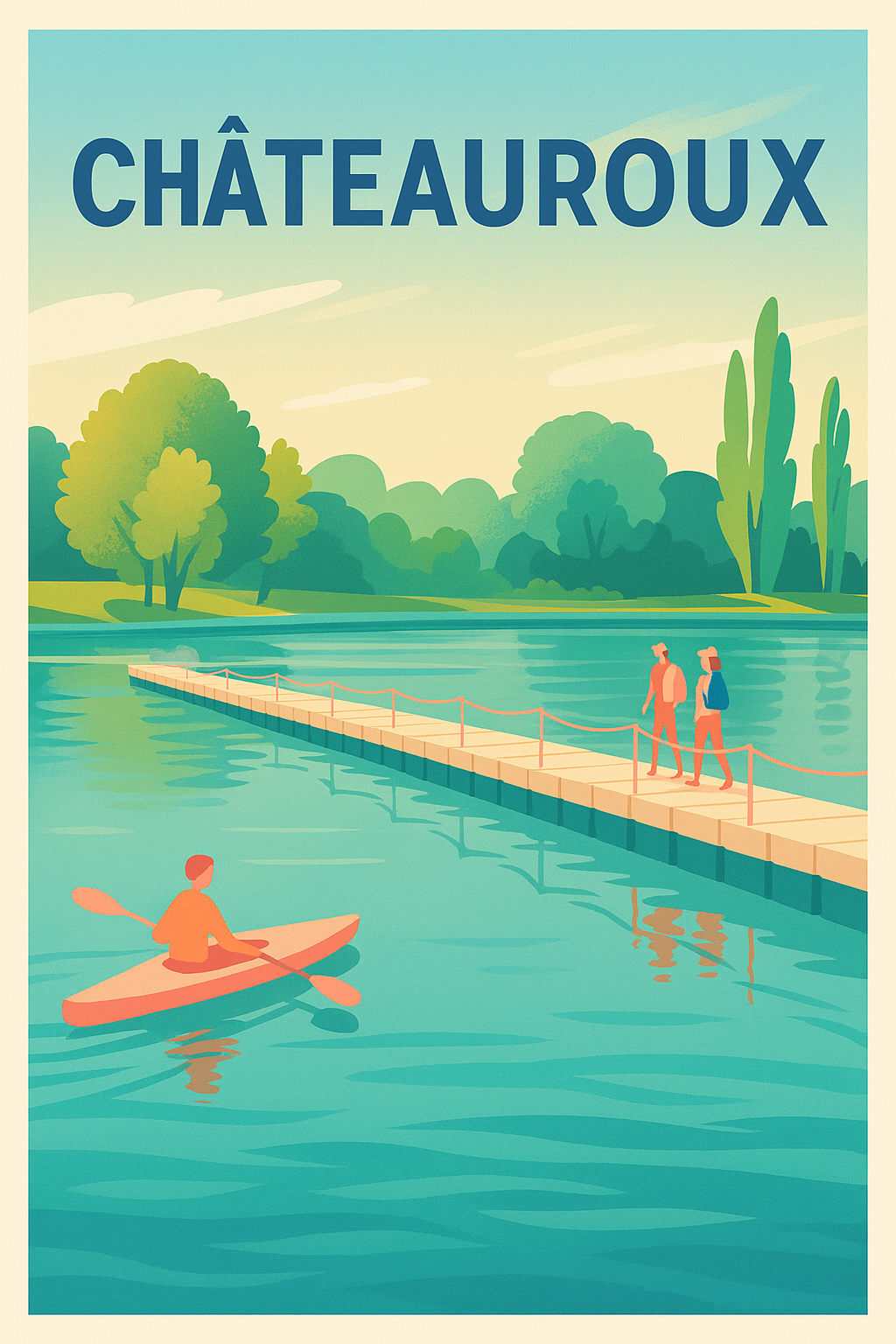 Affiche Châteauroux — Escapade nature au fil de l'eau · poster d'art de Châteauroux