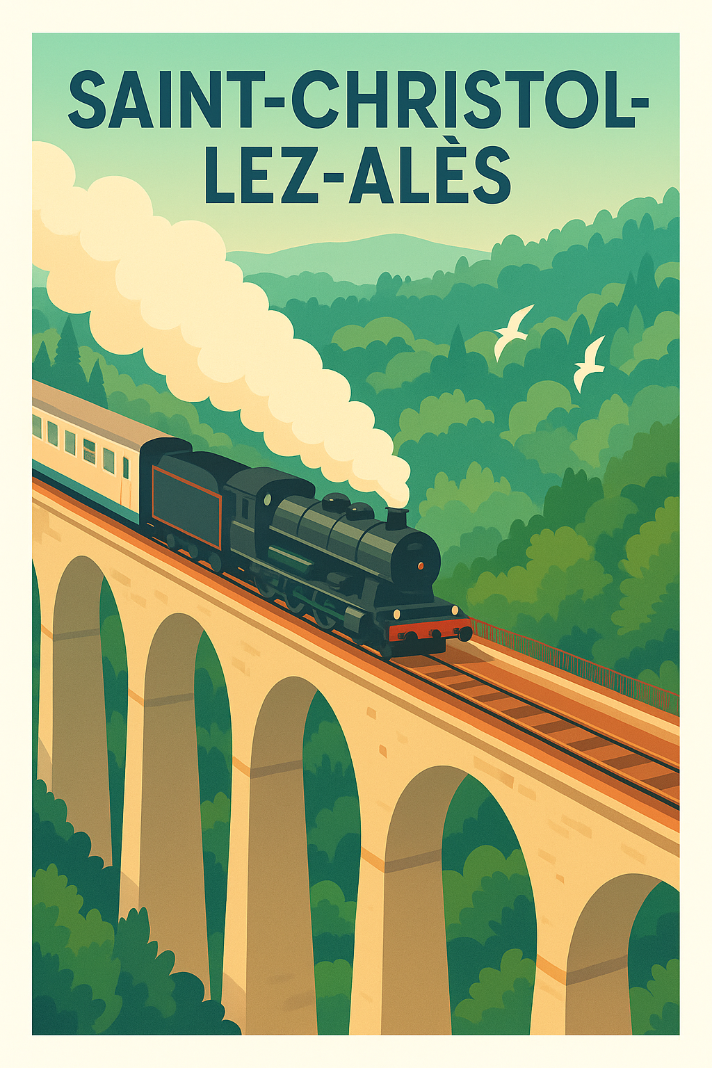 Affiche de Saint-Christol-lez-Alès - Un voyage vintage à travers la nature