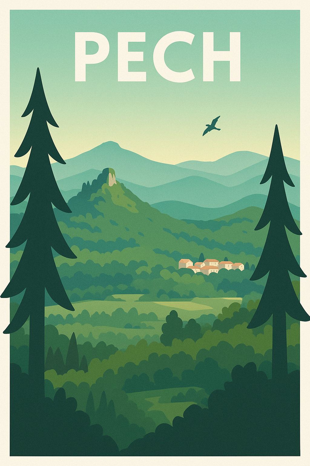 Affiche de Pech - Évasion nature au cœur des collines verdoyantes